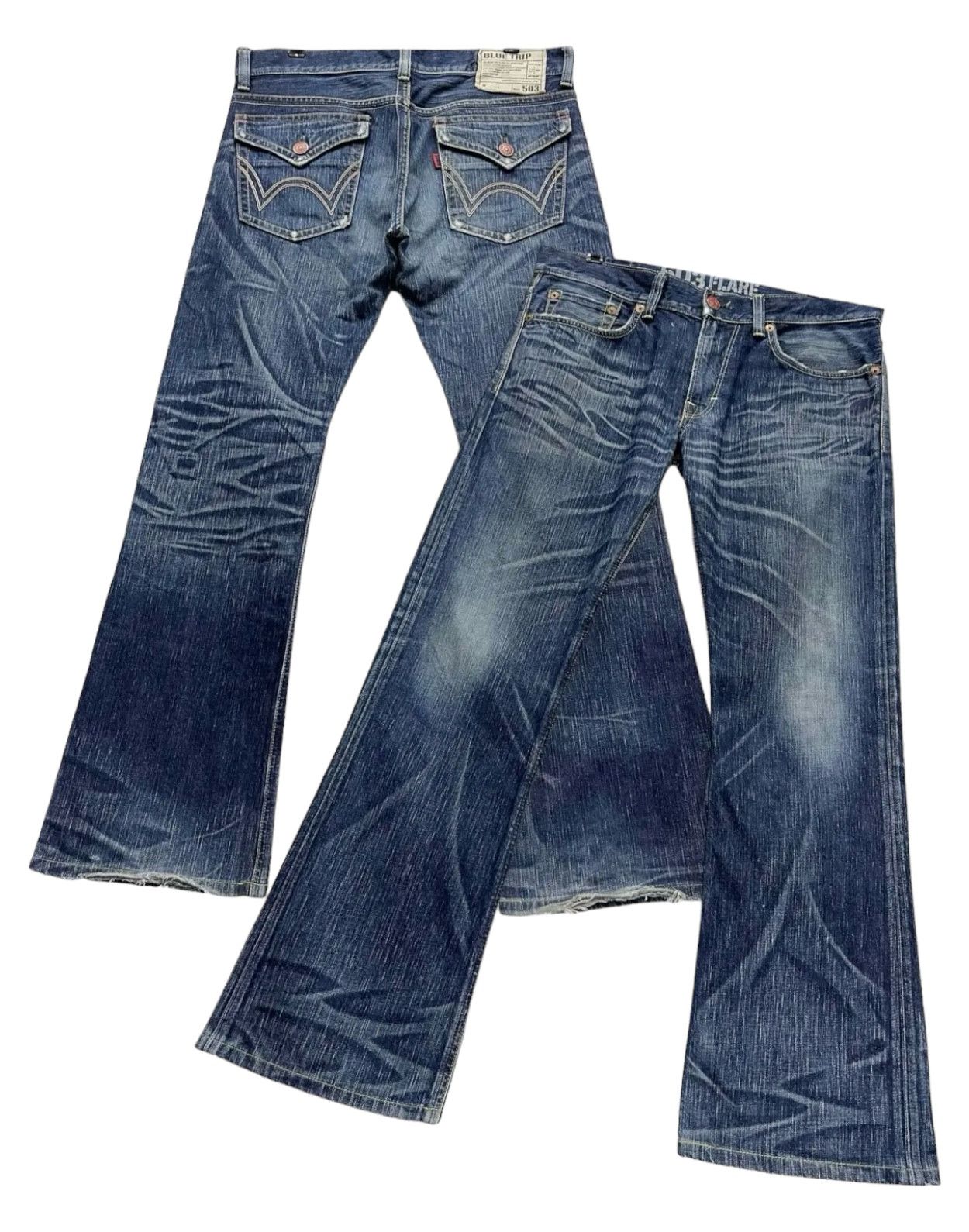 Edwin 🔥Vintage FLARE💥EDWIN 503 Distressed Blue Made In Japan Size US 34 / EU 50 - 1 Thumbnail