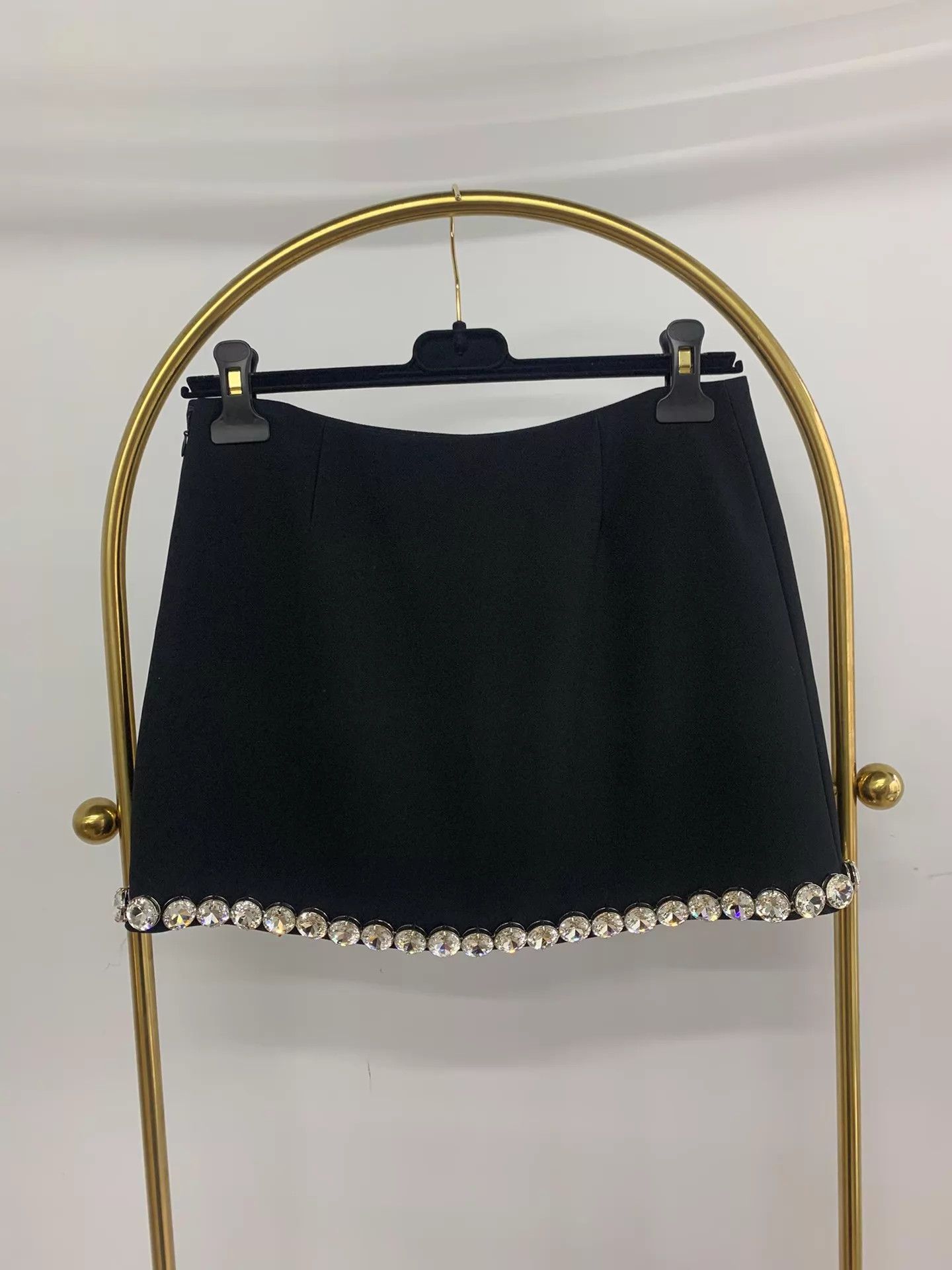 Prada Prada Women's Black Crystal Trimmed Skirt 38 New Size 26" / US 2 / IT 38 - 3 Thumbnail