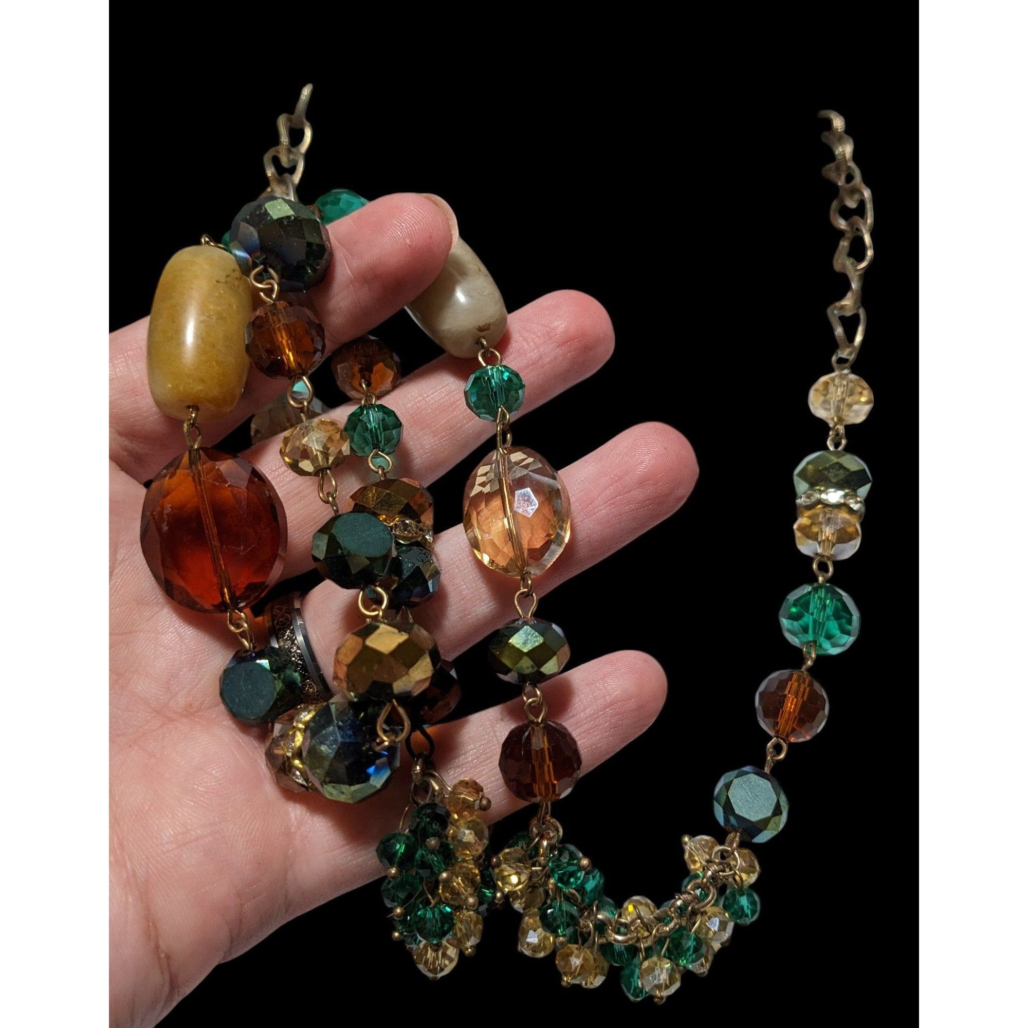 Other Green And Gold Glam Glass And Stone Beaded Necklace Size ONE SIZE - 2 Thumbnail