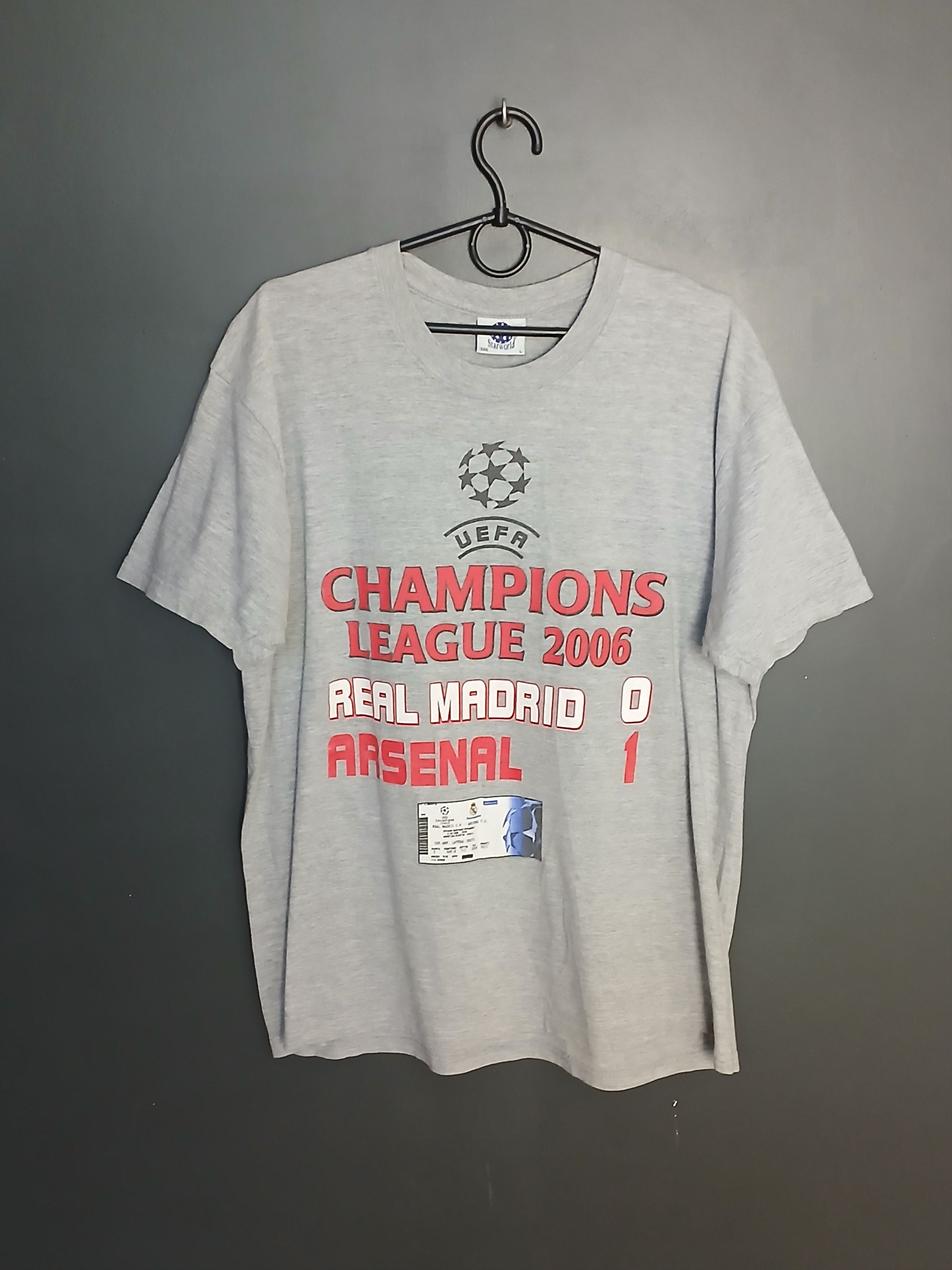 Vintage 2006 Champions League Real Madrid Arsenal Football T-Shirt Size US L / EU 52-54 / 3 - 1 Thumbnail