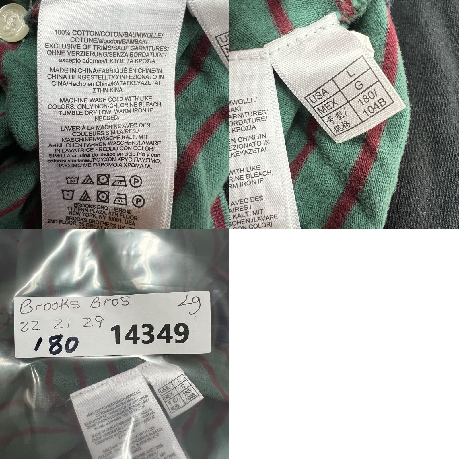Brooks Brothers VINTAGE Brooks Brothers Men Polo Shirt Long Sleeve Striped Green Size Large Casual Classic Size US L / EU 52-54 / 3 - 8 Thumbnail