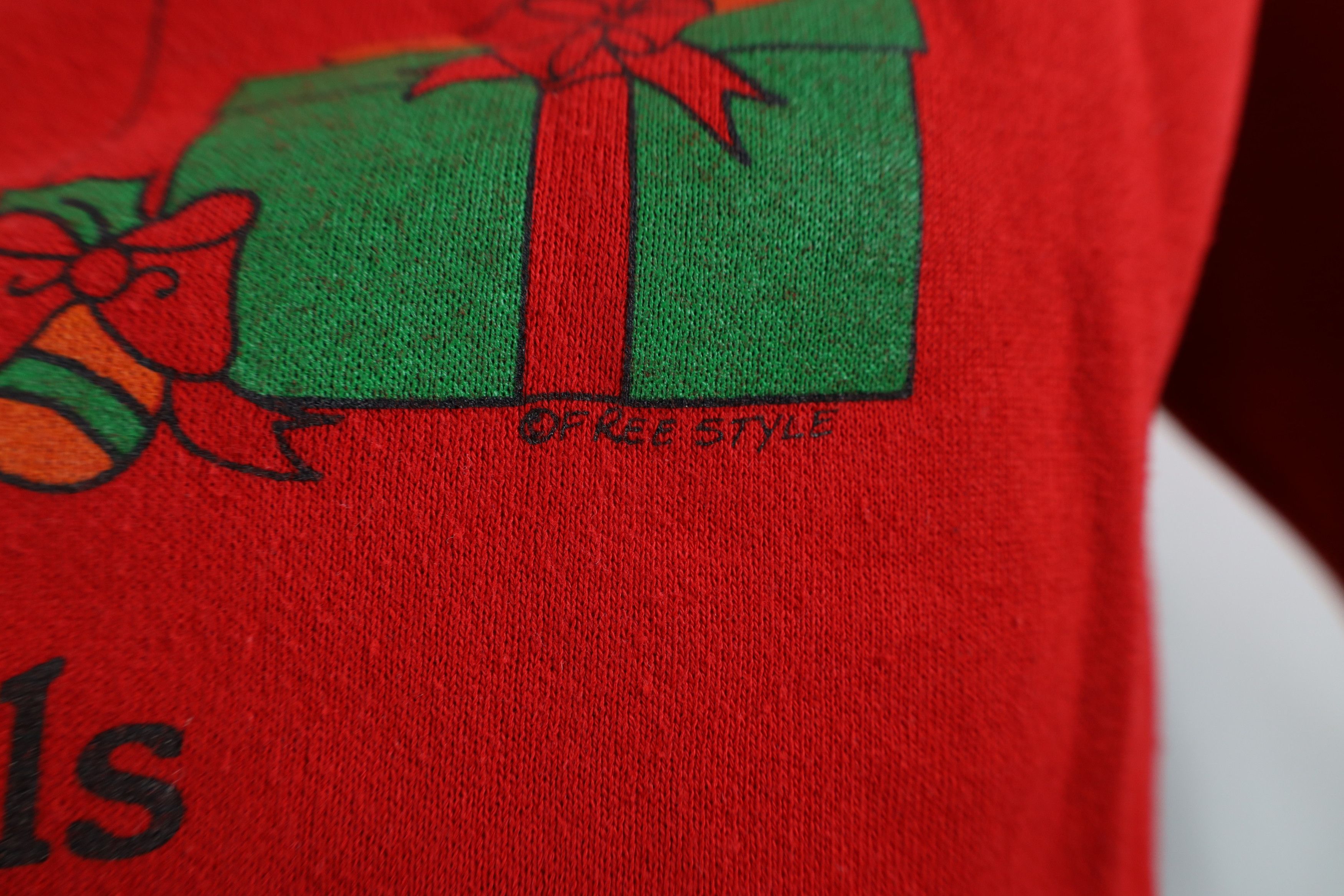 Vintage Vintage 80s Christmas Duck the Halls Sweatshirt Red USA Size M / US 6-8 / IT 42-44 - 5 Thumbnail