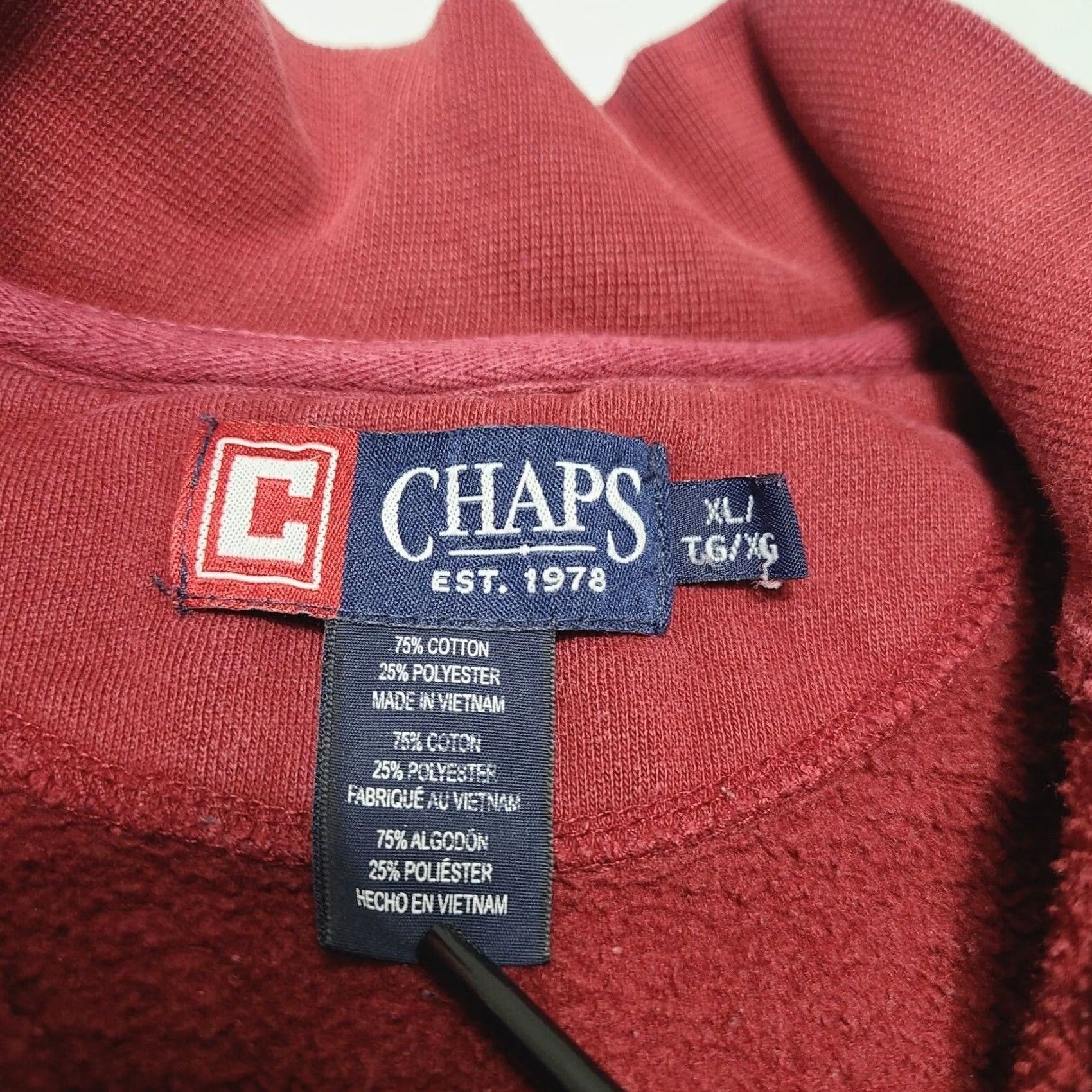 Ralph Lauren VINTAGE Ralph Lauren Chaps 1/4 Zip Fleece Sweater Men XL Red Long Sleeve Pullover Size US XL / EU 56 / 4 - 4 Thumbnail