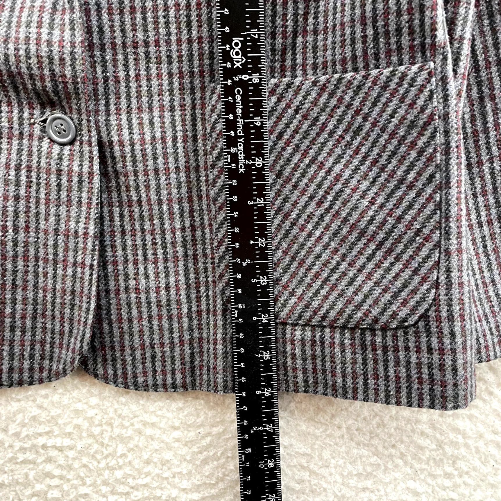 Vintage VINTAGE 90s Blazer Jacket 16 Womens Grey Plaid Wool Blend Preppy Dark Academia Present Tense Suit Jacket/Blazer Mens Womens Girls Boys Size XXL / US 16-18 / IT 52-54 - 6 Thumbnail