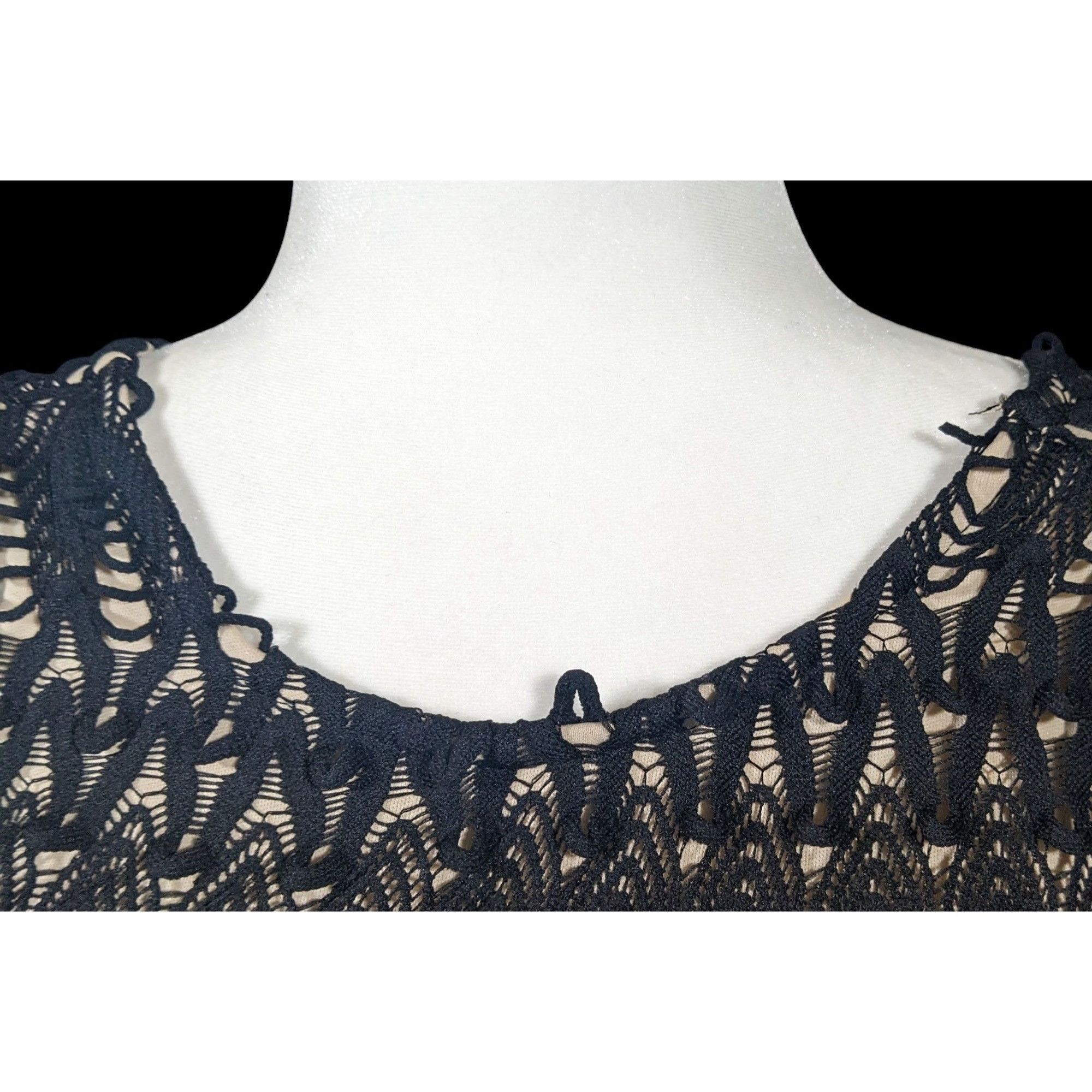 River Island Chelsea Girl River Island Black And Cream Lace Overlay Dress Size L / US 10 / IT 46 - 4 Thumbnail