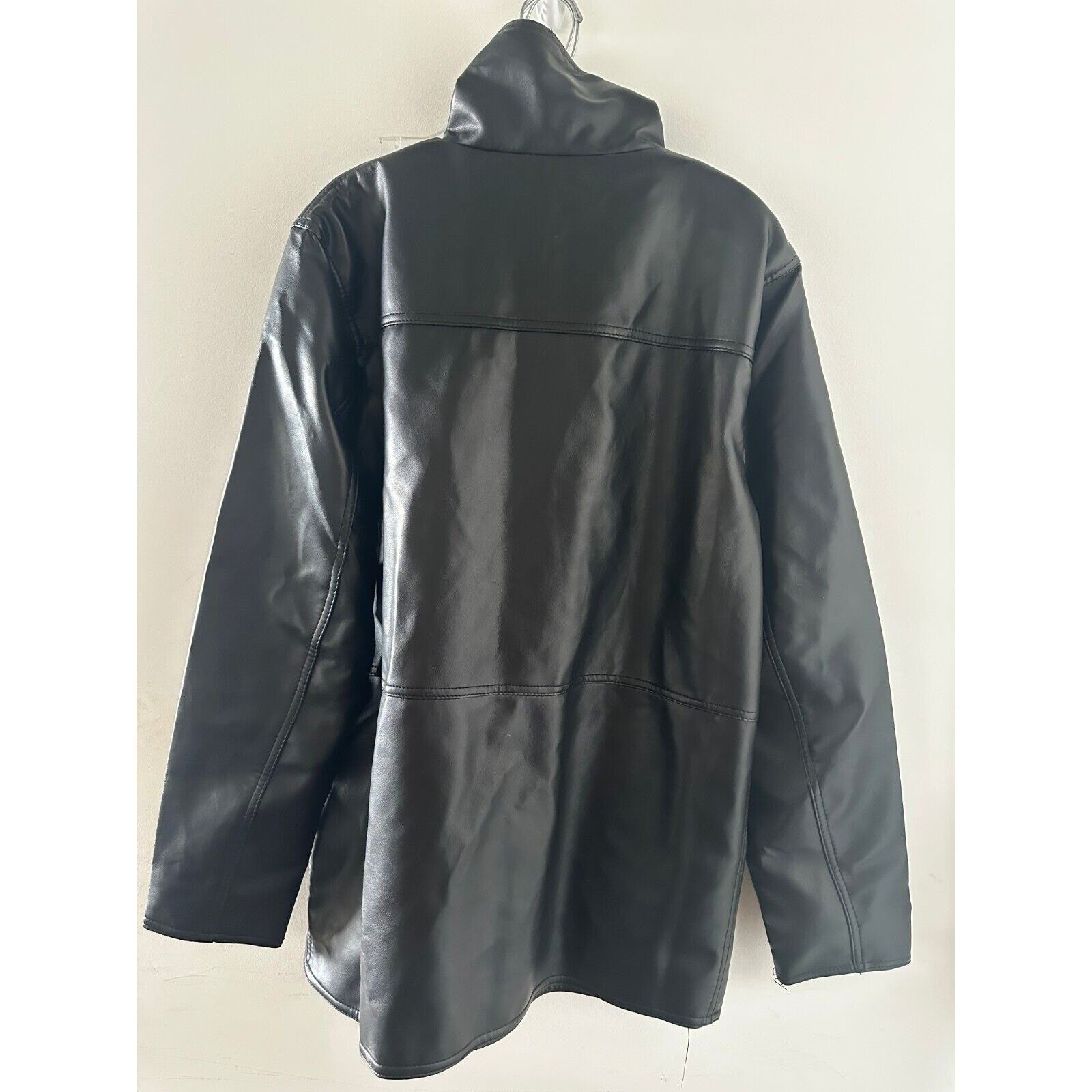 Armani Collezioni Collezioni Black Faux Leather Mid-Length Jacket NWT Mens M/L Size US M / EU 48-50 / 2 - 13 Thumbnail