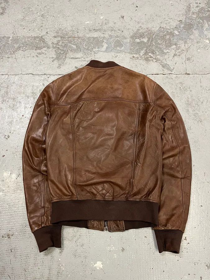 Dolce & Gabbana 2000s Dolce & Gabbana Brown Leather Bomber Jacket Size US M / EU 48-50 / 2 - 7 Thumbnail