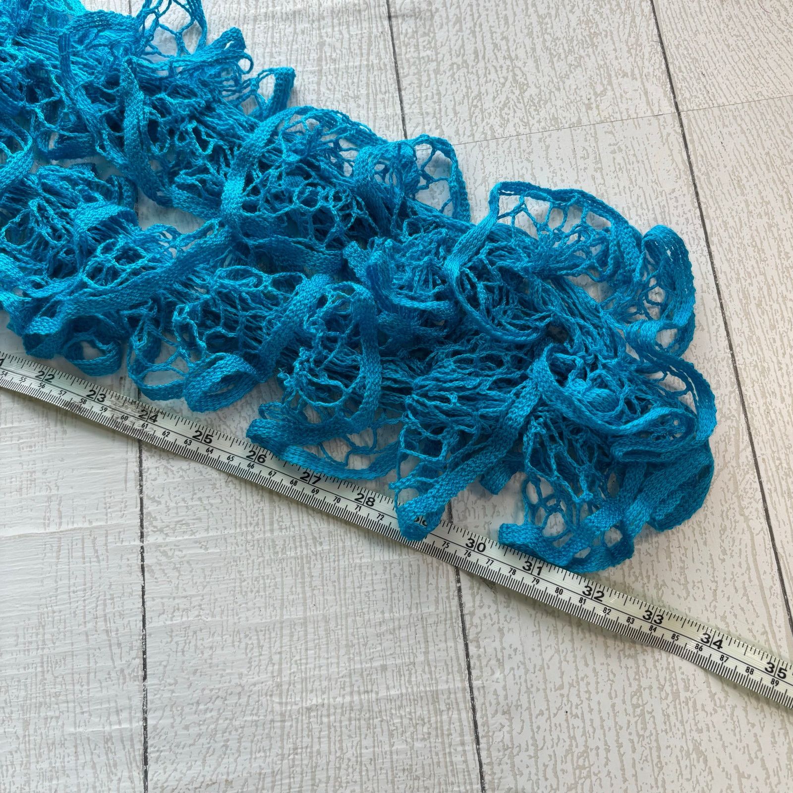 Handmade Handmade Crocheted Teal Blue Ruffle Scarf Size ONE SIZE - 5 Thumbnail