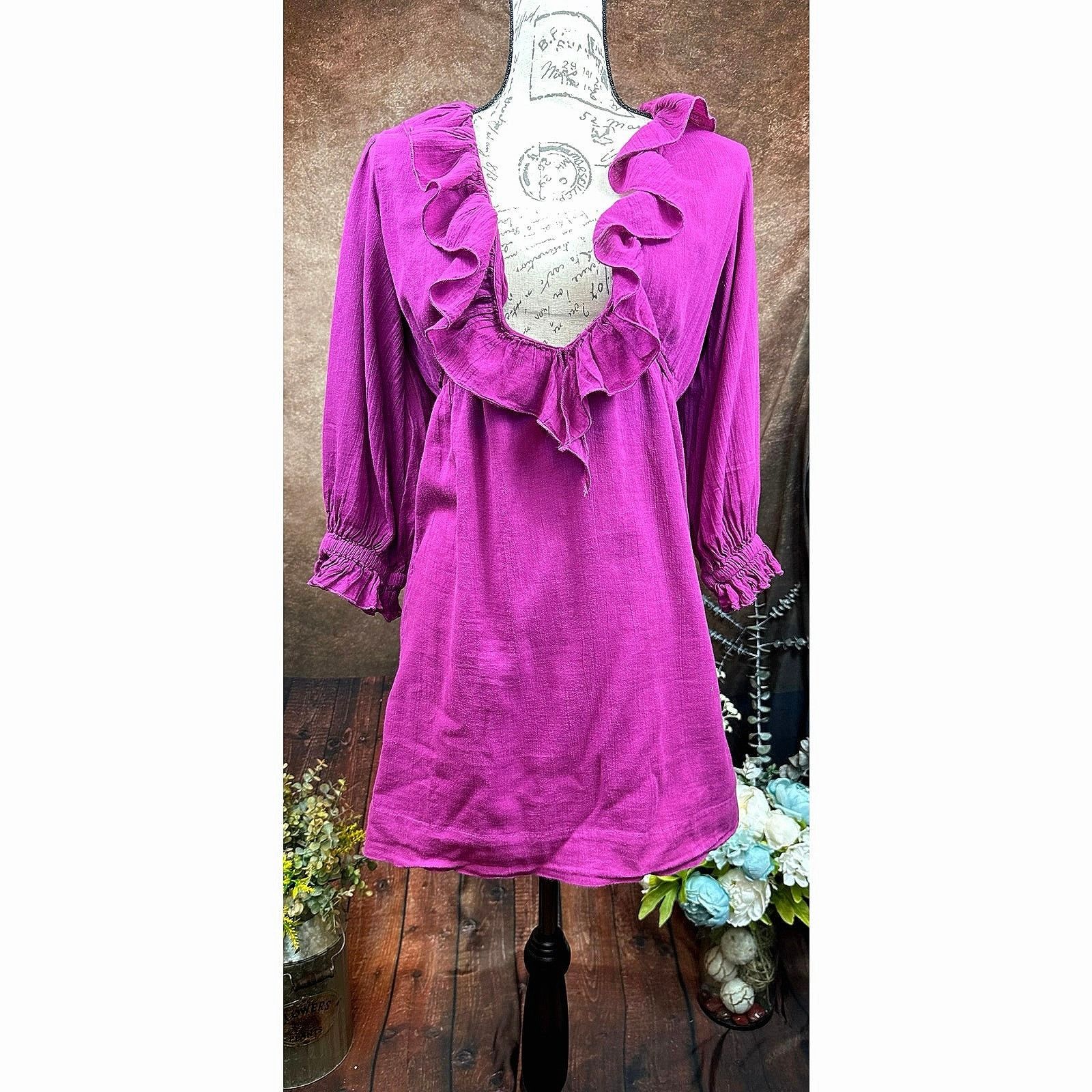 Free People Free People Ruffled Collar Morning Light Mini Dress/Top XS Size XS / US 0-2 / IT 36-38 - 2 Thumbnail