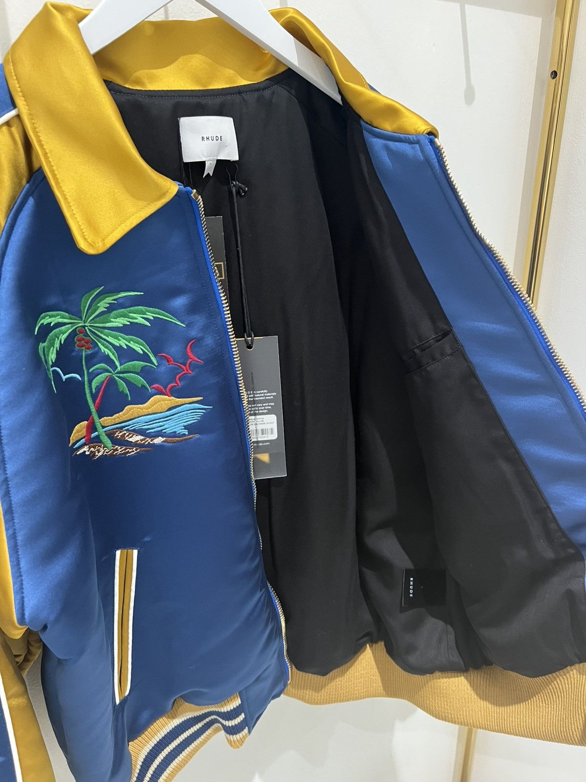Rhude RHUDE PALM EAGLES SOUVENIER JACKET NAVY&MUSTARD YELLOW SizeL Size US L / EU 52-54 / 3 - 11 Thumbnail