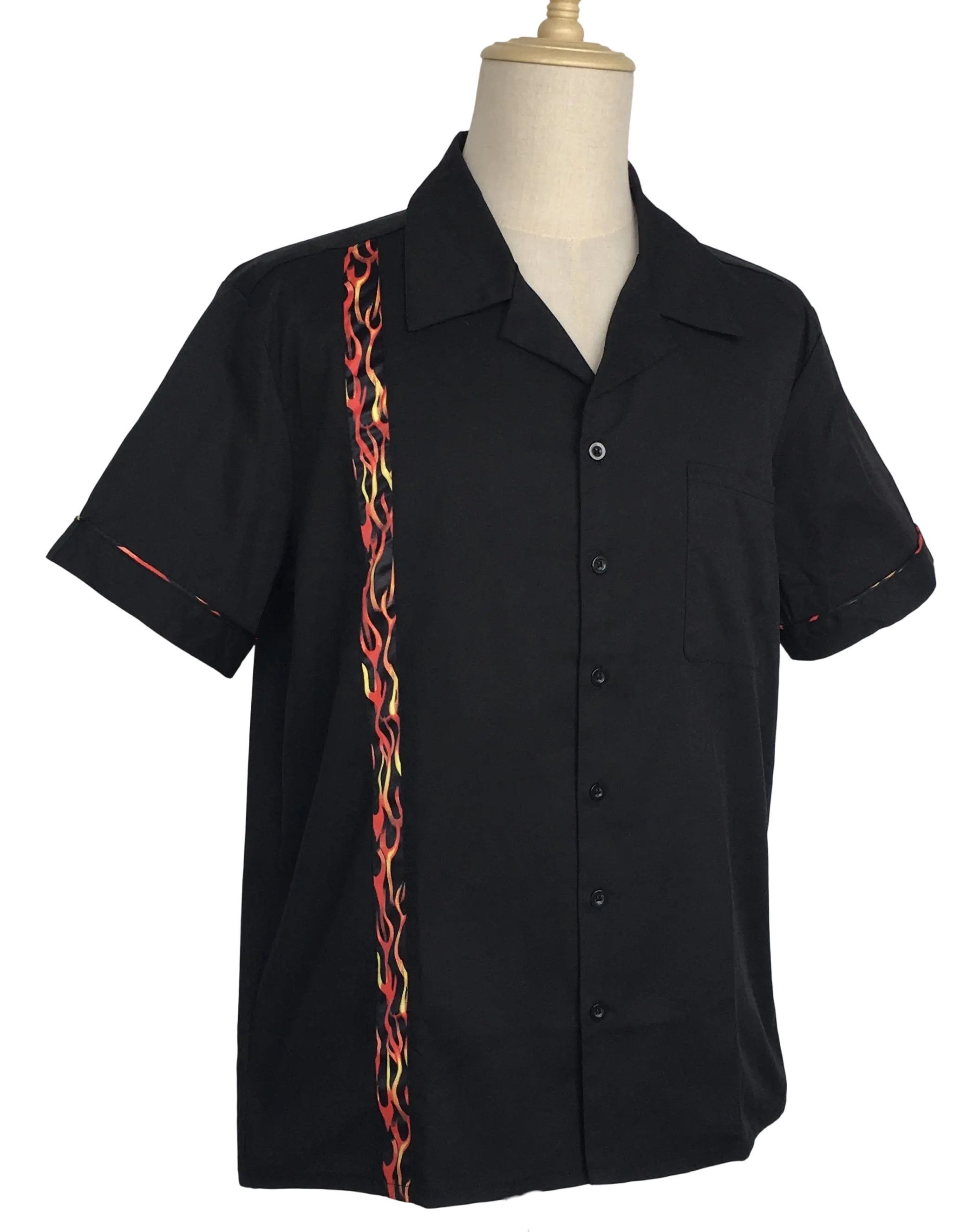 Other Black Shirt With Flame Pattern 50's Style Size US XXL / EU 58 / 5 - 2 Thumbnail