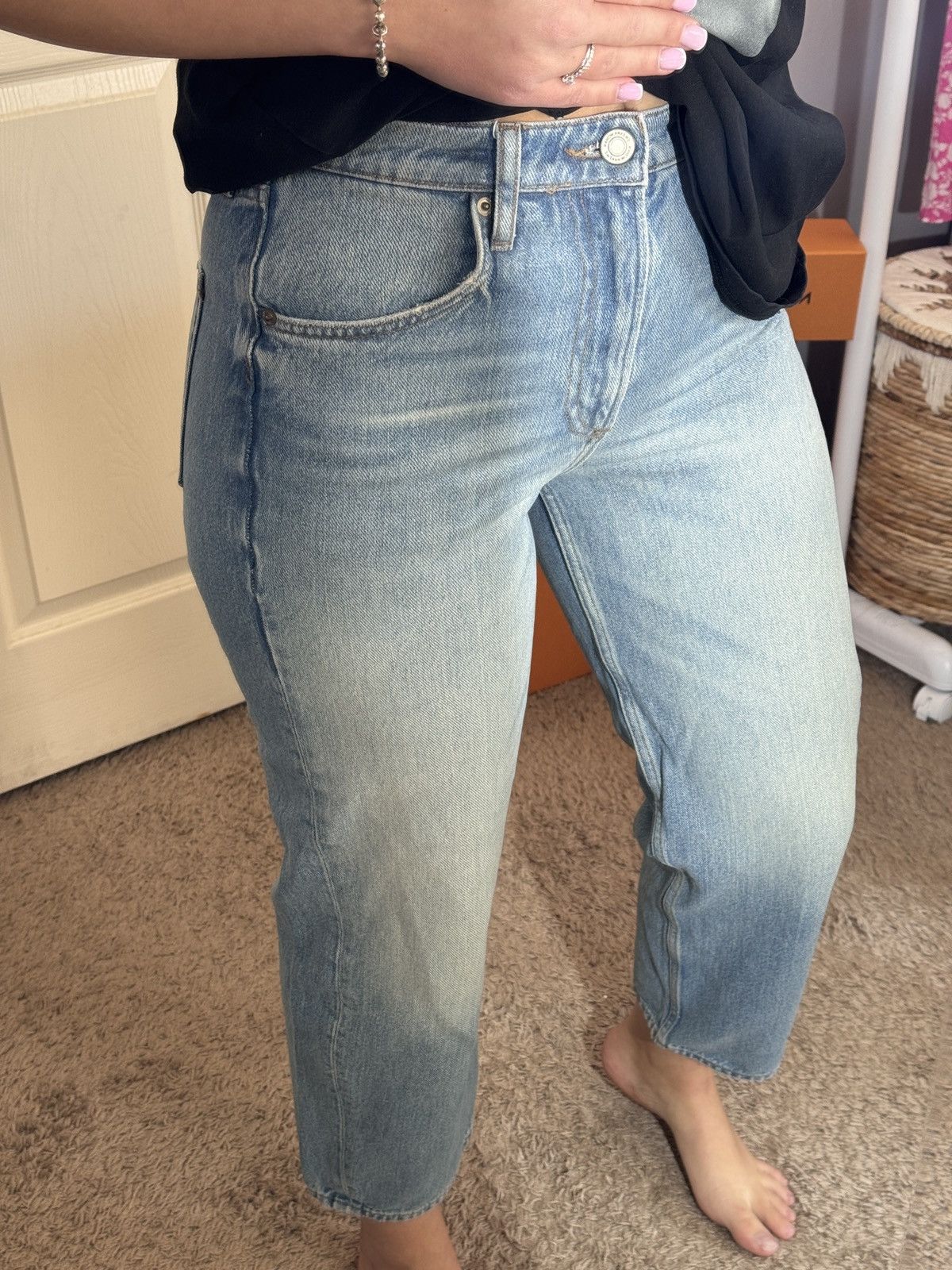 Zara ZARA High Waist Straight Jeans – Light Blue, Size 36 / US 4 Size 27" / US 4 / IT 40 - 4 Thumbnail