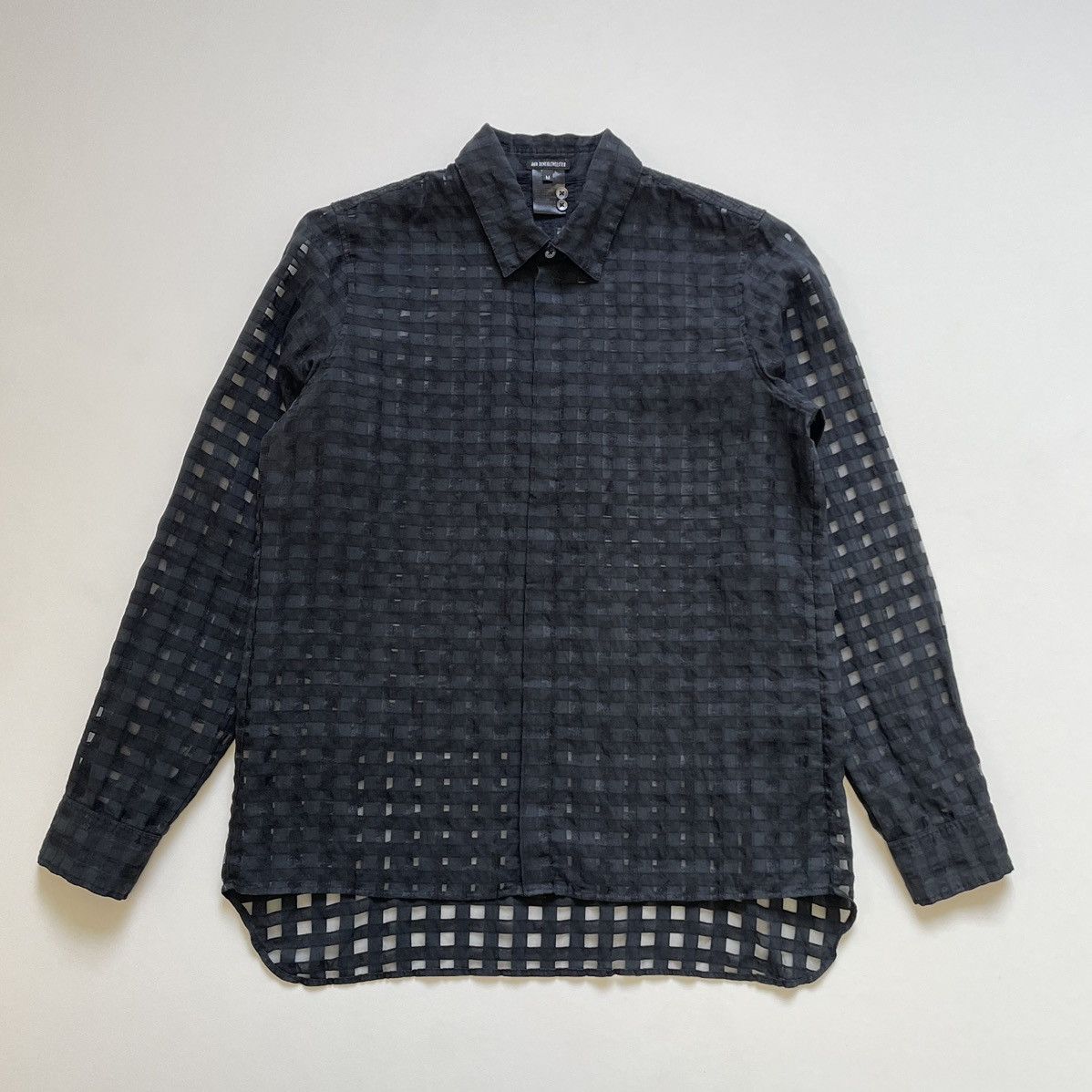 Ann Demeulemeester Black ‘Sheer Square’ Patterned Shirt Size US M / EU 48-50 / 2 - 2 Thumbnail
