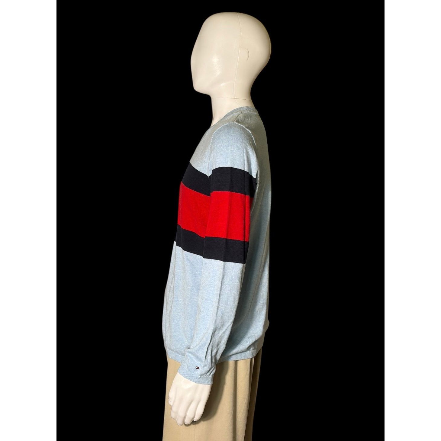 Tommy Hilfiger Tommy Hilfiger Flag Logo Light Blue Scoop Neck Sweater Size US L / EU 52-54 / 3 - 3 Thumbnail