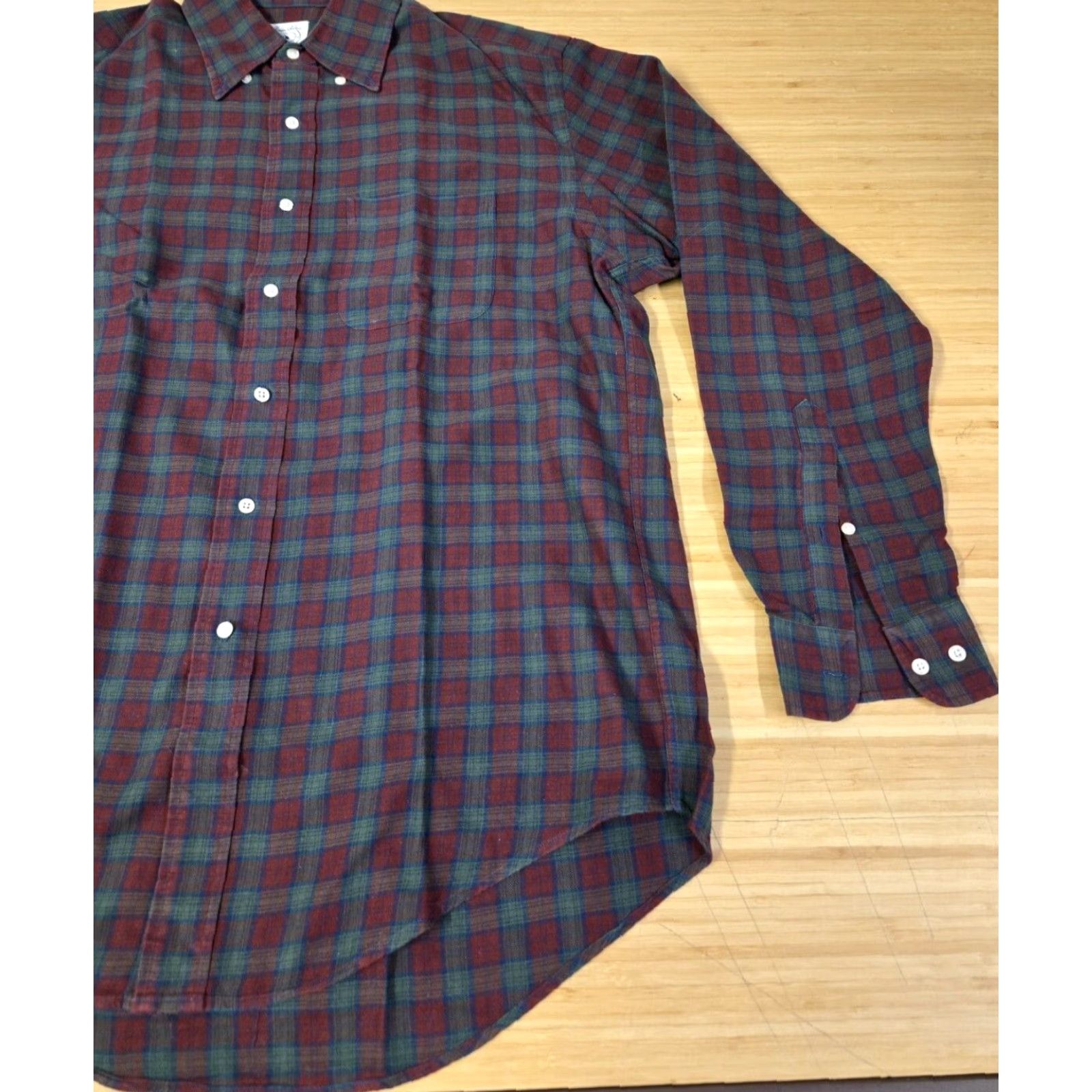 Brooks Brothers VINTAGE Brooks Brothers Flannel Shirt Men's M Red Maroon Plaid Sport Shirt Size US M / EU 48-50 / 2 - 2 Thumbnail