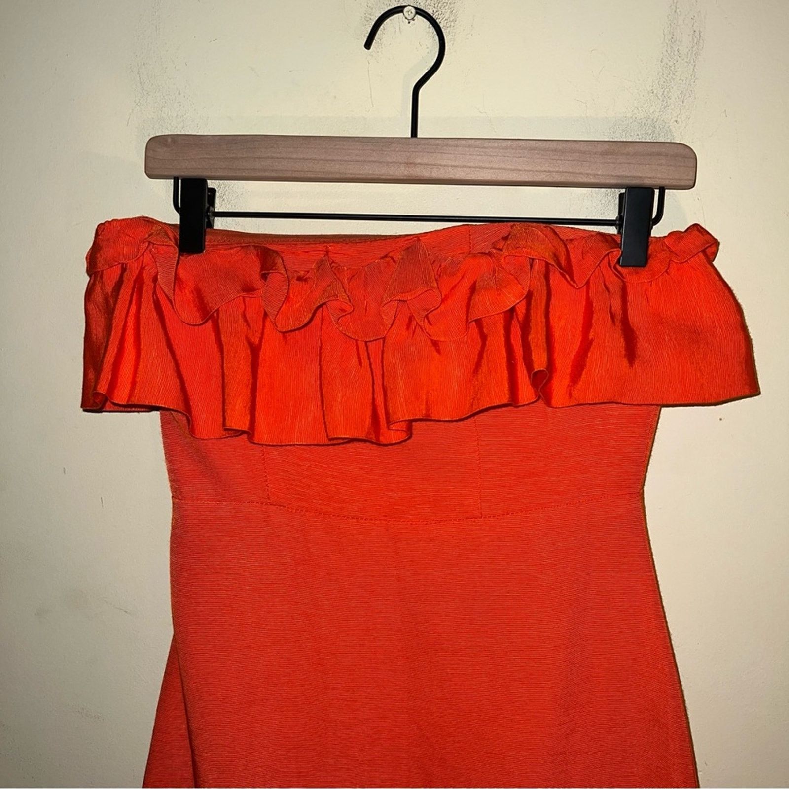 Monique Lhuillier ML MONIQUE LHULLIER Ruffled Faille Strapless Midi Dress 2 Size XS / US 0-2 / IT 36-38 - 5 Thumbnail