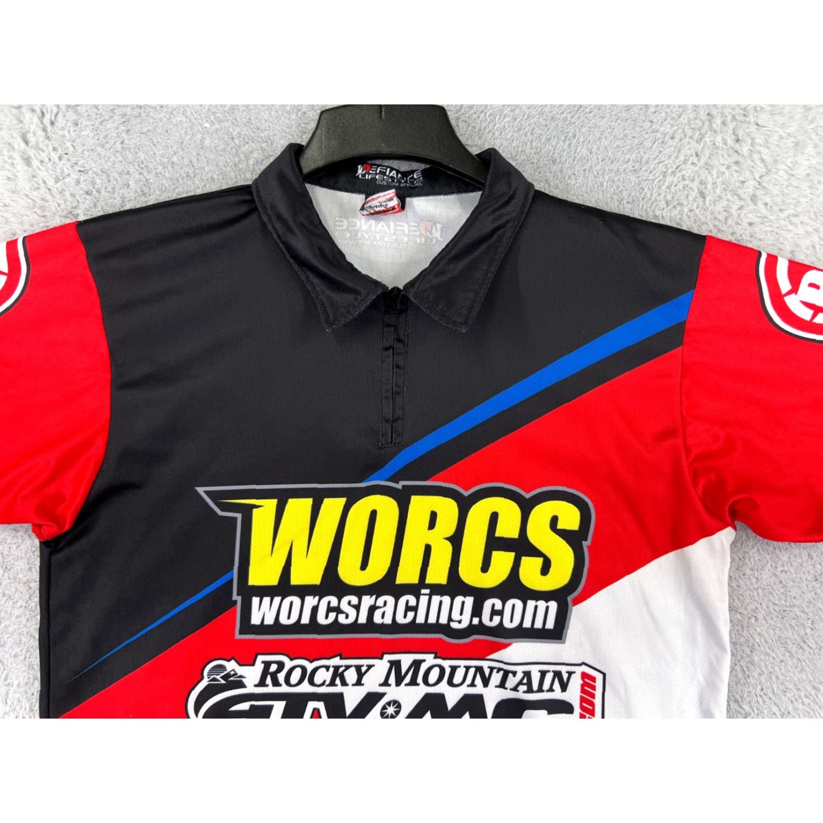 Vintage VINTAGE Worcs Racing Mens Jersey Shirt L Red Black Blue USA 90s Tees Logo Embroidered Size US L / EU 52-54 / 3 - 7 Thumbnail