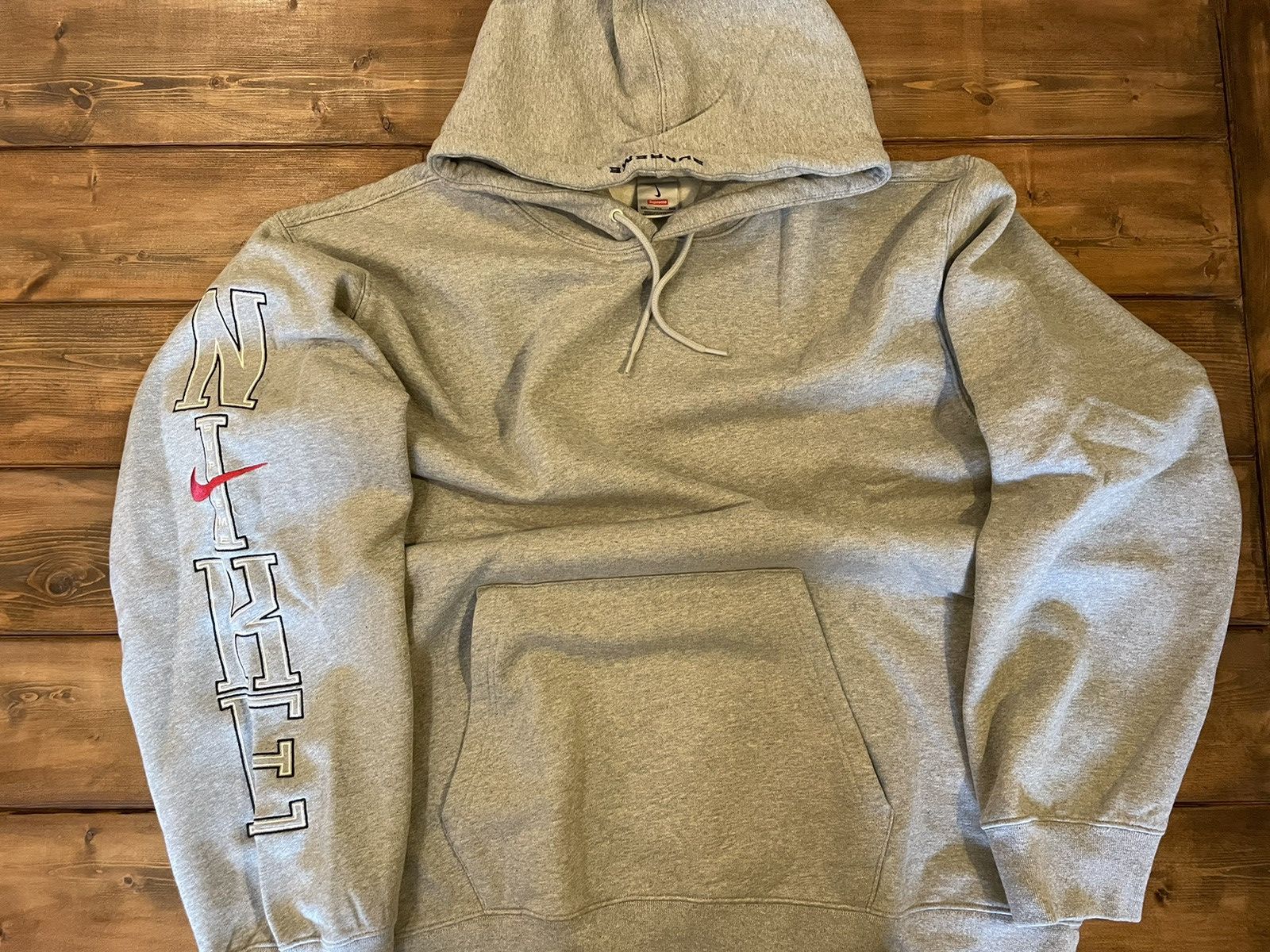 image of 2024 Nike x Supreme Hooded Sweatshirt in Grey, Men's (Size 2XL)