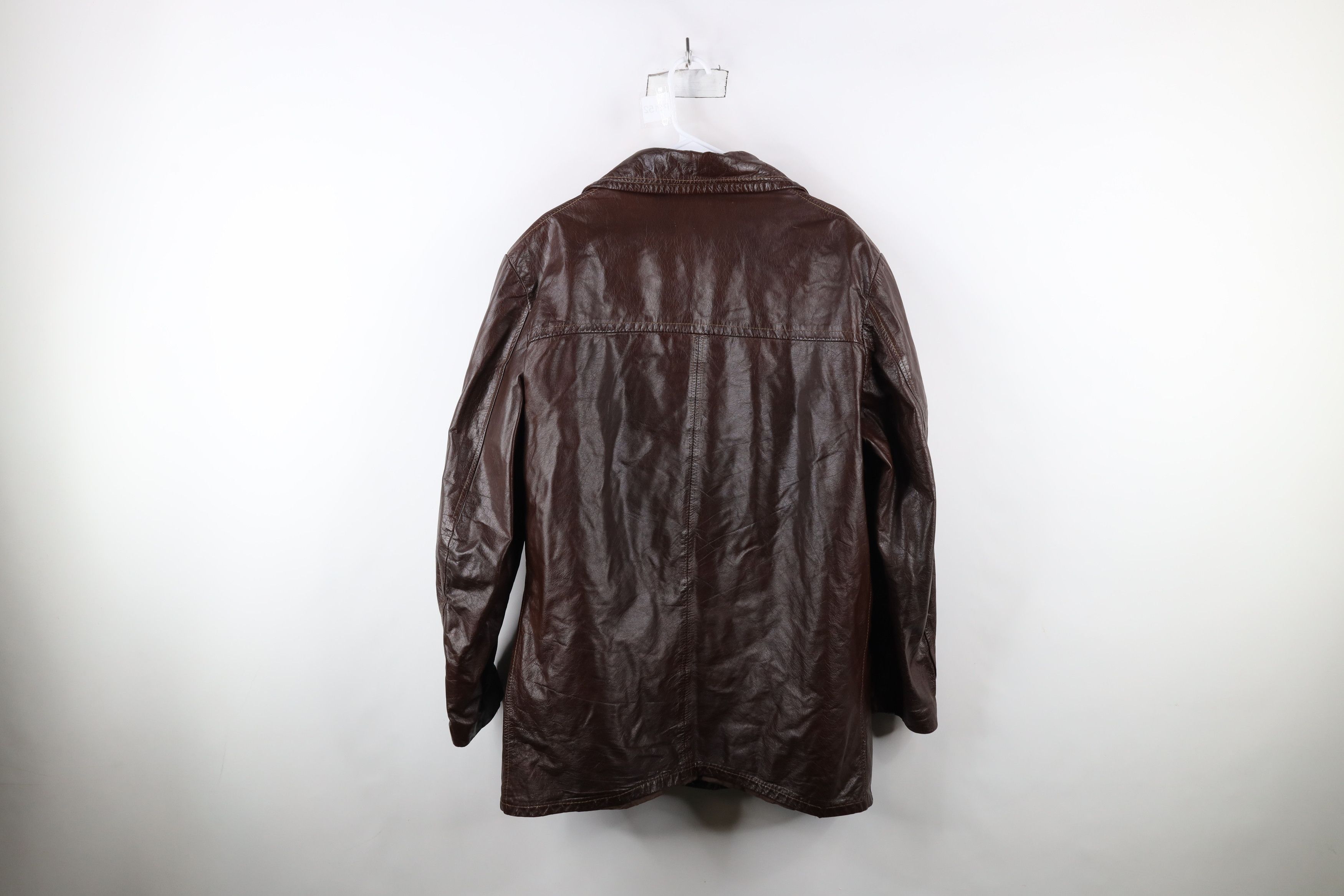 Vintage Vintage 70s Streetwear Lined Full Button Leather Jacket USA Size US XXL / EU 58 / 5 - 13 Thumbnail