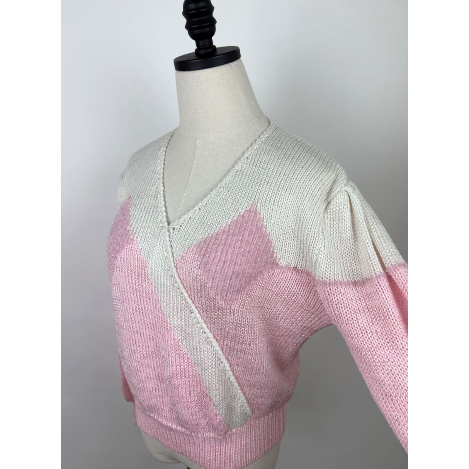 Pinko VINTAGE Charlotte VanHorne Sweater Pink 80s Surplice Knit Diamond Pullover Womens M Size M / US 6-8 / IT 42-44 - 7 Thumbnail