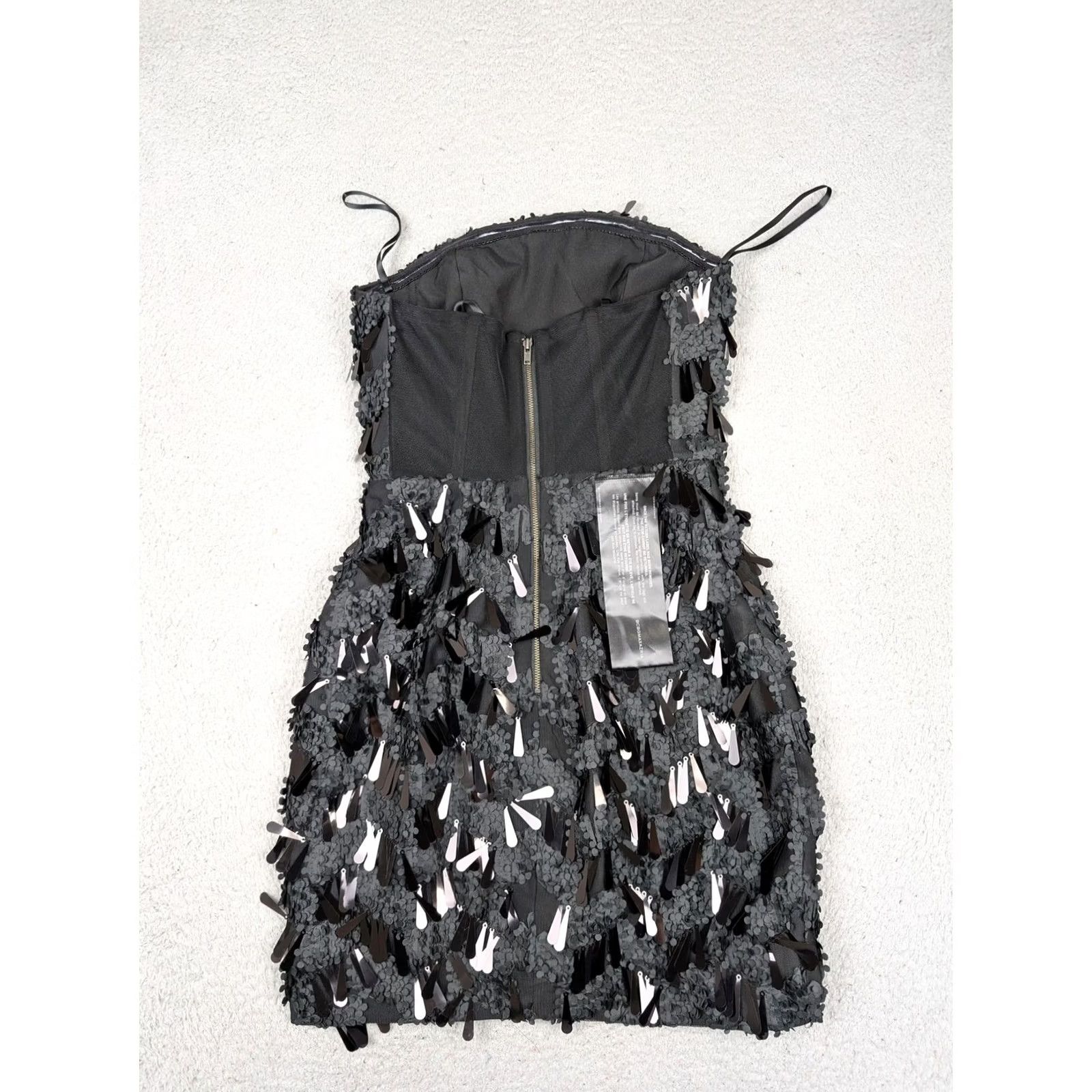 Bcbgmaxazria BCBGMAXAZRIA Dress Womens 0 Black Sequin Mini Strappy Lined Party Cocktail Size XS / US 0-2 / IT 36-38 - 4 Thumbnail