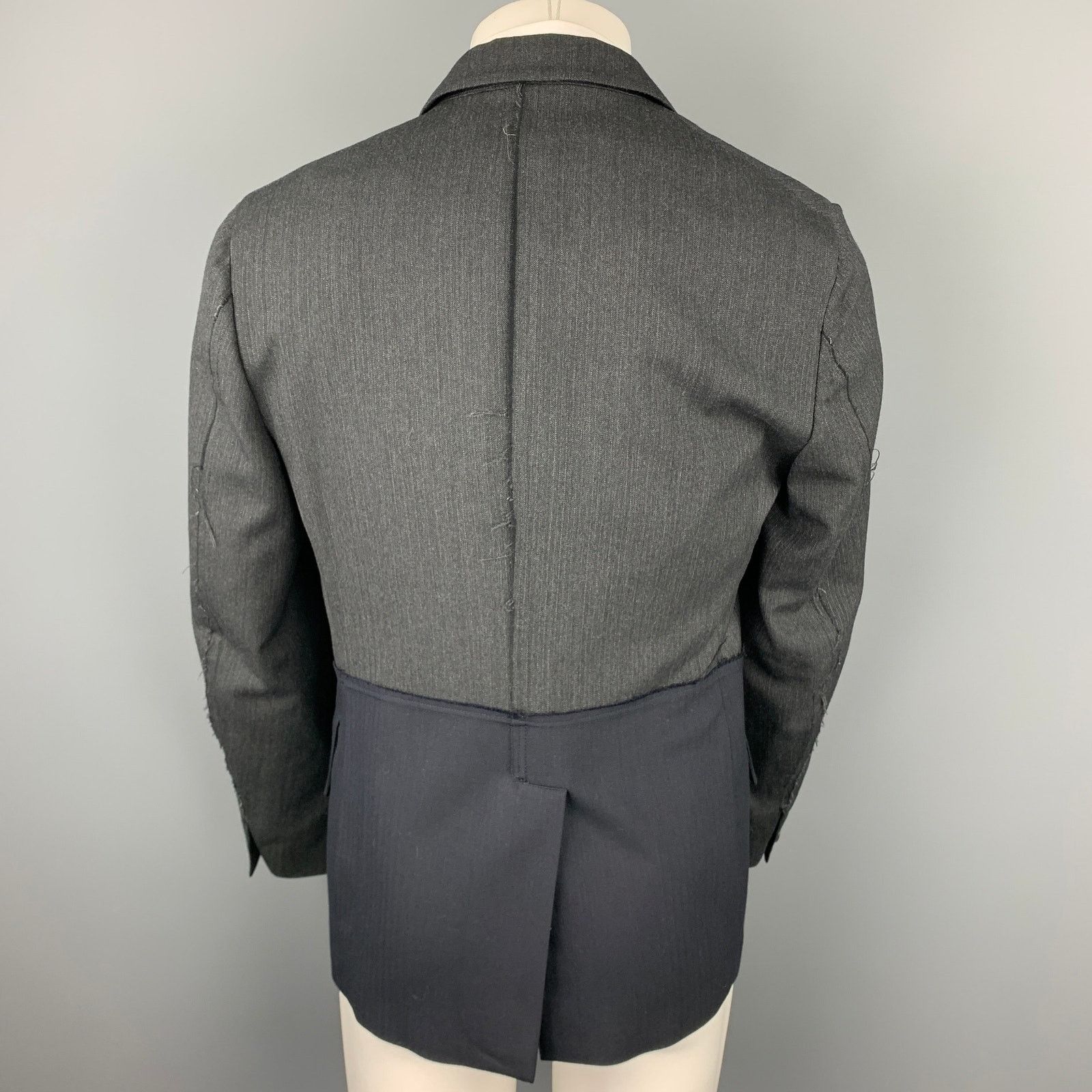 Lardini Size 40 Charcoal & Navy Mixed Fabrics Wool Sport Coat Size 40R - 4 Thumbnail
