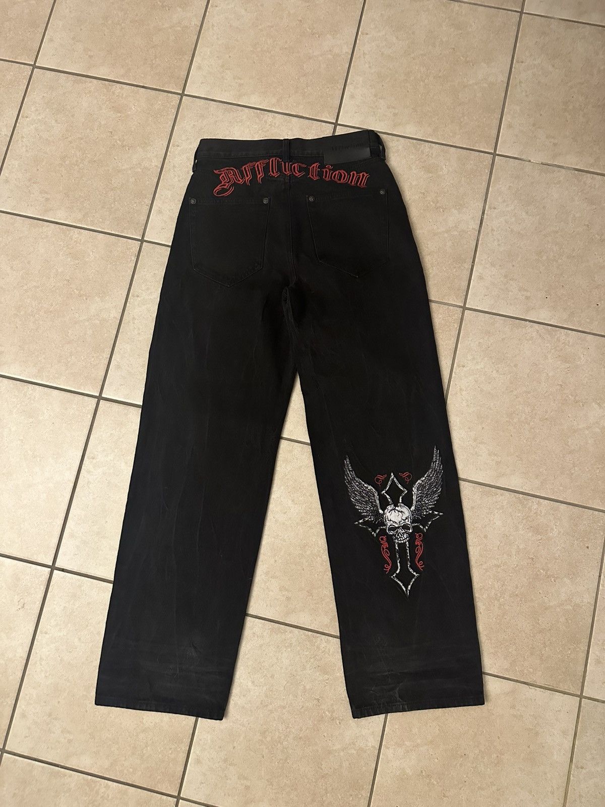 Affliction Affliction "Live Fast" Black Wide Leg Jeans - Size 28 Size US 28 / EU 44 - 6 Thumbnail
