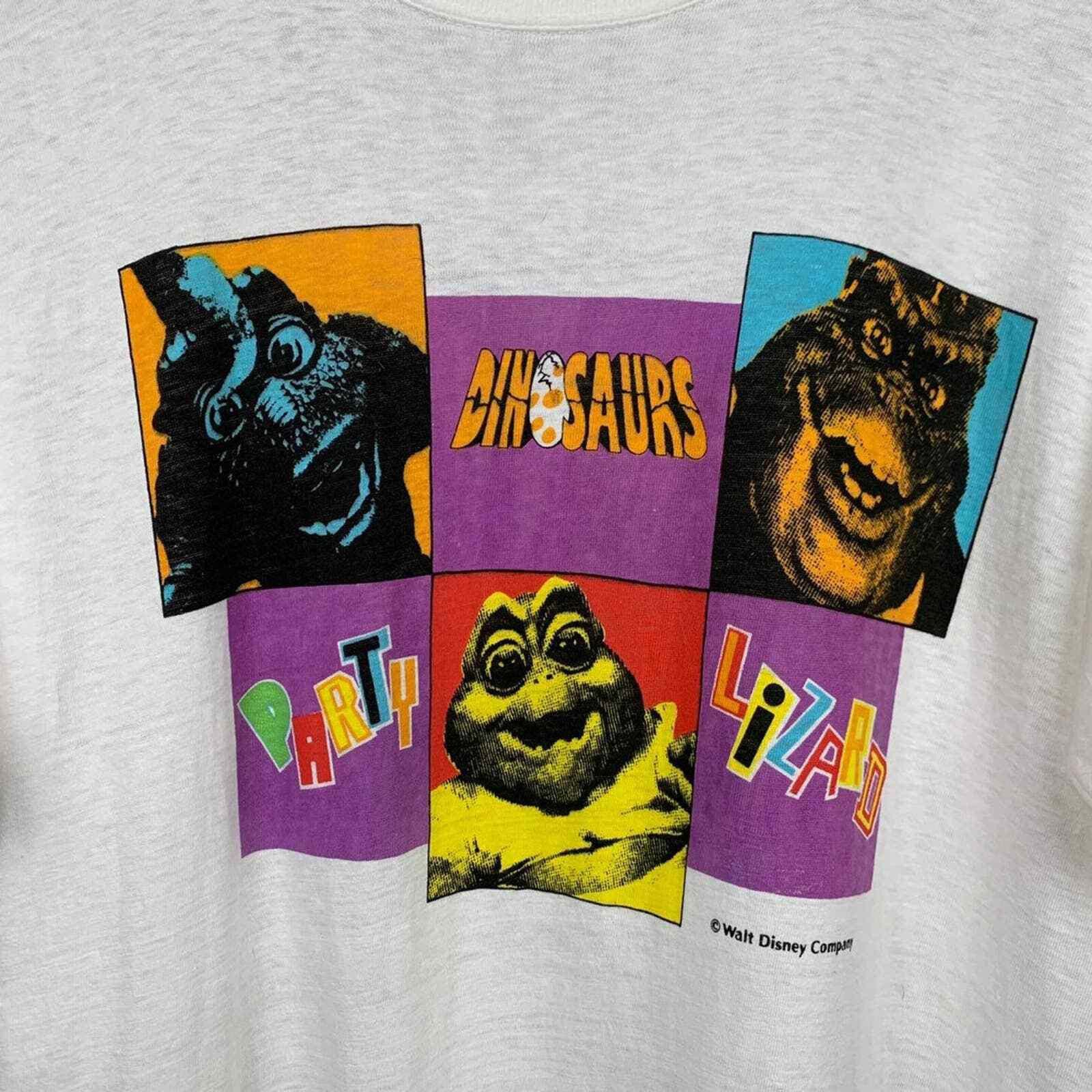 Disney Vintage 90s Disney Dinosaurs Party Lizard White T Shirt XL Size US XL / EU 56 / 4 - 2 Thumbnail
