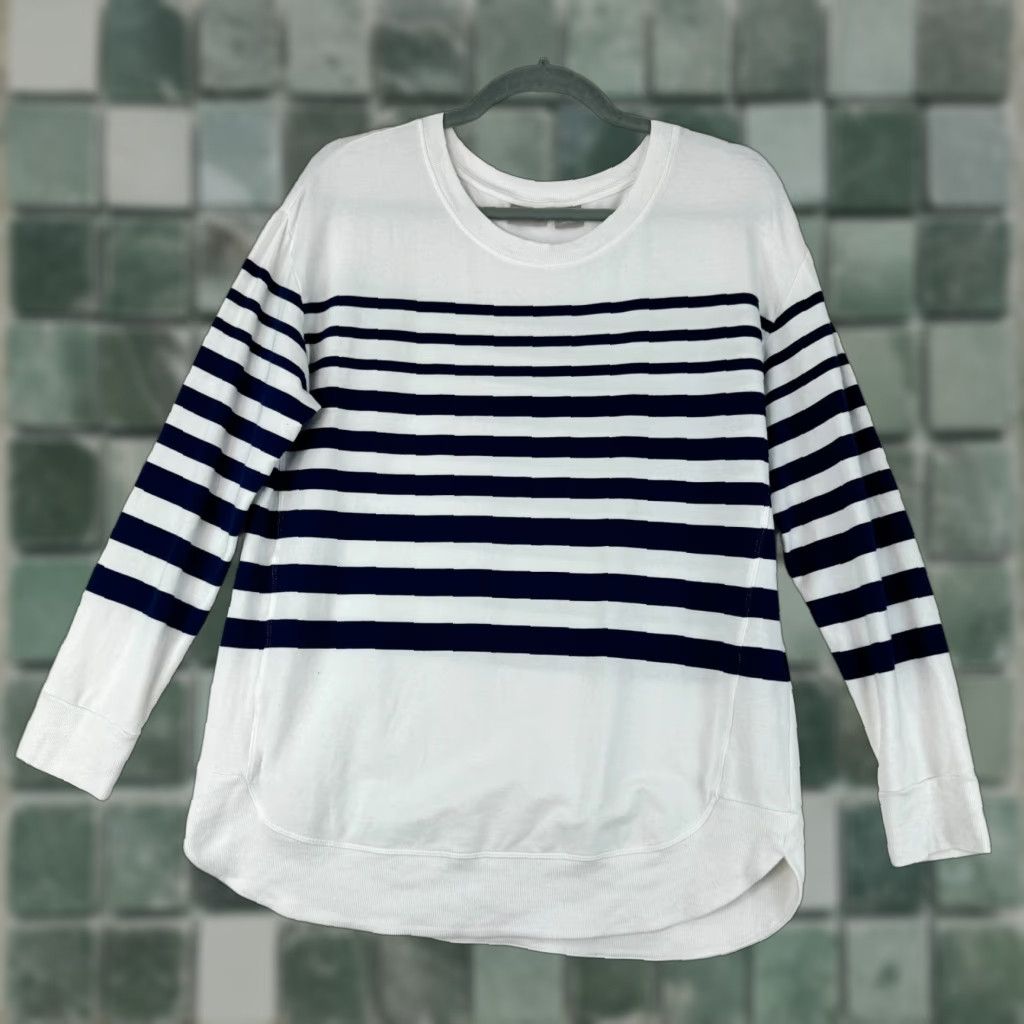 Vintage Chico's Zenergy Tunic Womens Size 8 Long Sleeve Pullover Striped White Casual Shirt Blouse Size M / US 6-8 / IT 42-44 - 1 Thumbnail