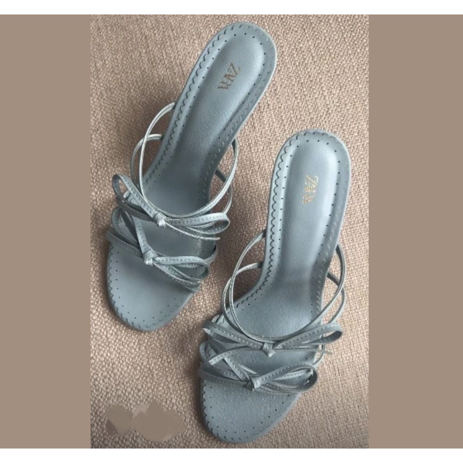 Zara ZARA women's Blue Strappy Heels NWT Size US 8 / IT 38 - 14 Thumbnail