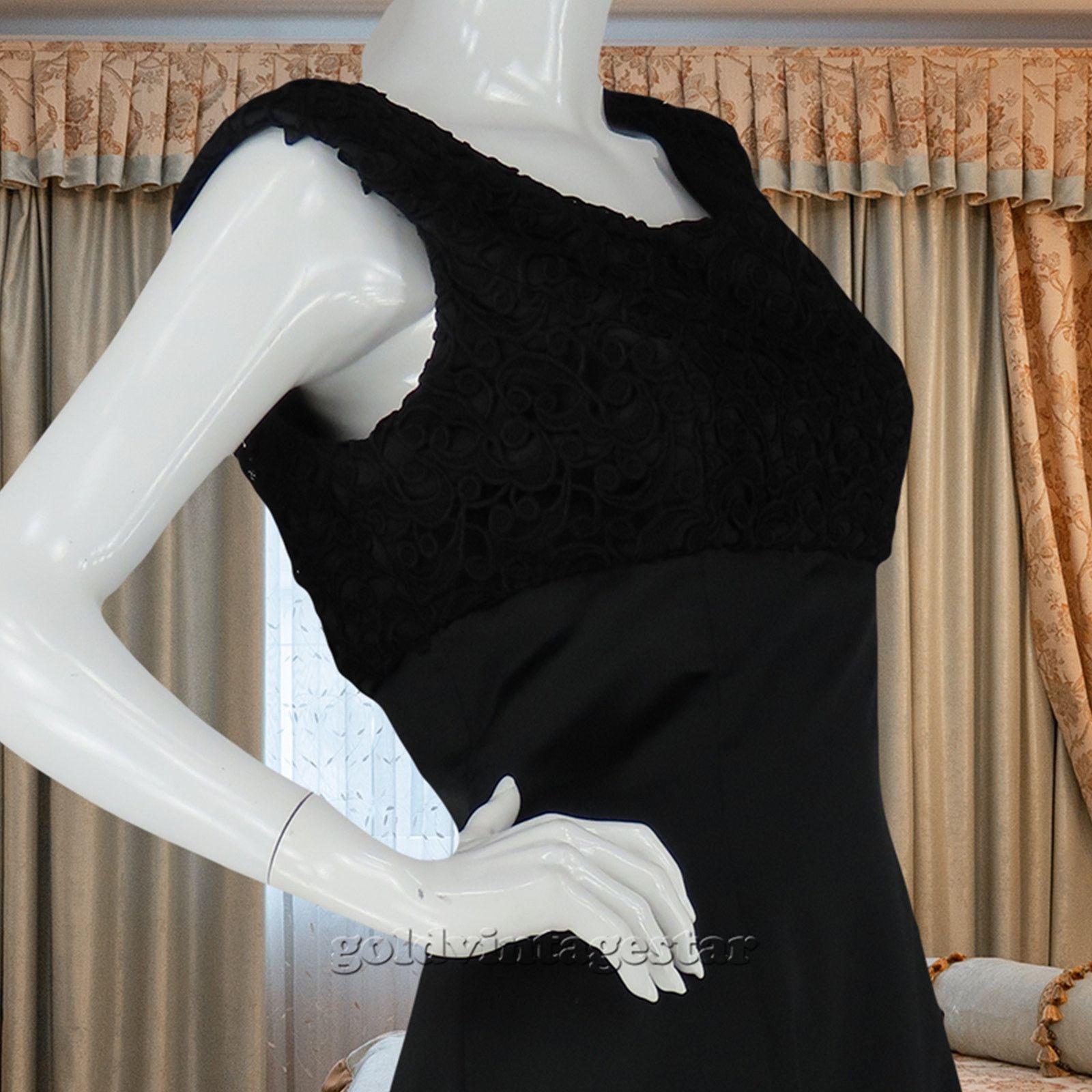 Other Elegant Vintage Black Embroidered Evening Gown Maxi Dress M Size M / US 6-8 / IT 42-44 - 12 Thumbnail