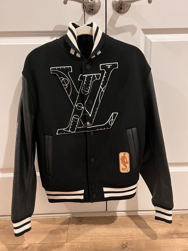 【SRE】Louis Vuitton LV x NBA スタジャン ヴィトン Louis Vuitton x NBA Leather Basketball Jacket Black