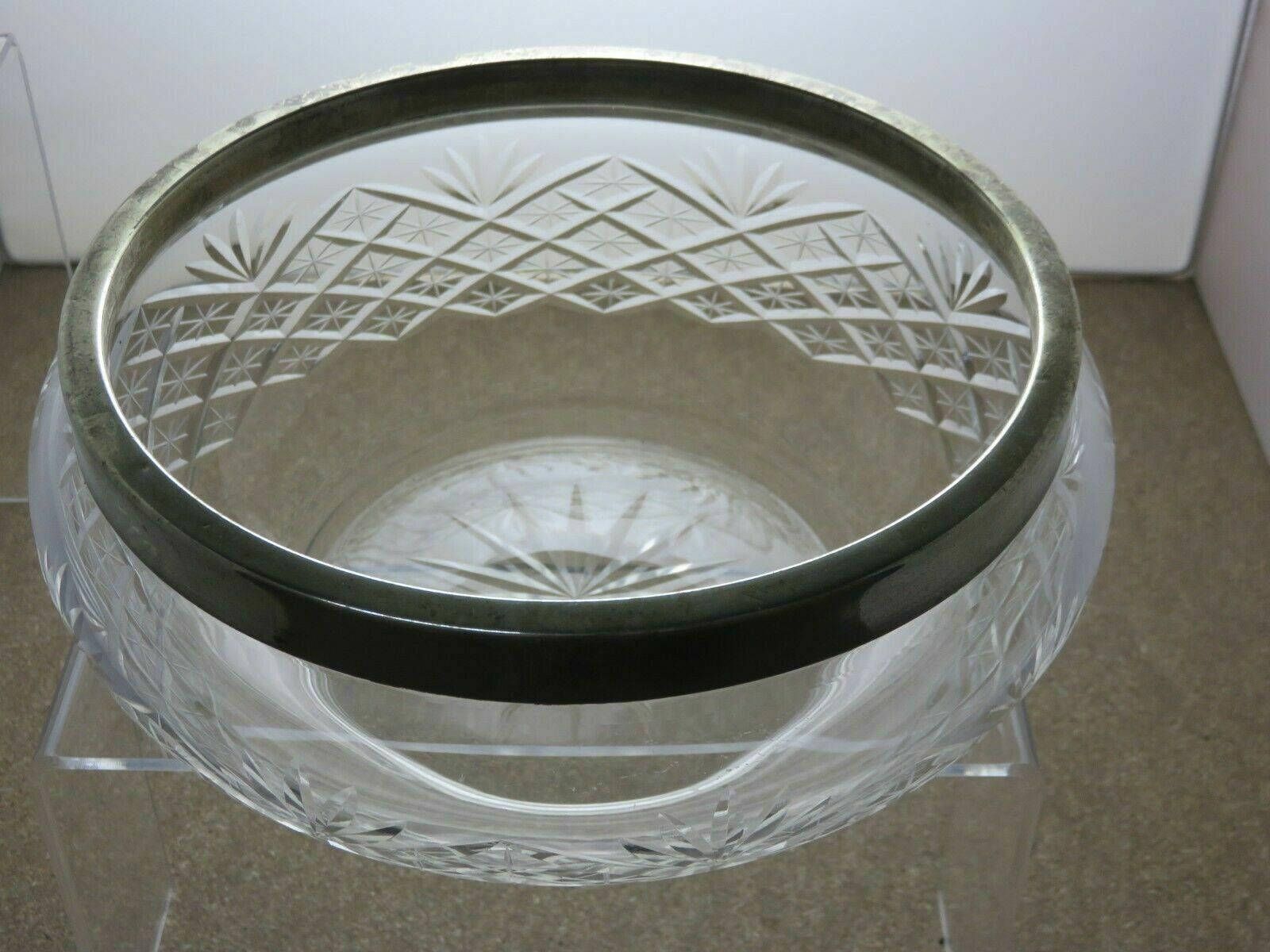 The Unbranded Brand Cut Crystal Fruit Salad Serving Bowl With Silver Plated Rim Size ONE SIZE - 3 Thumbnail