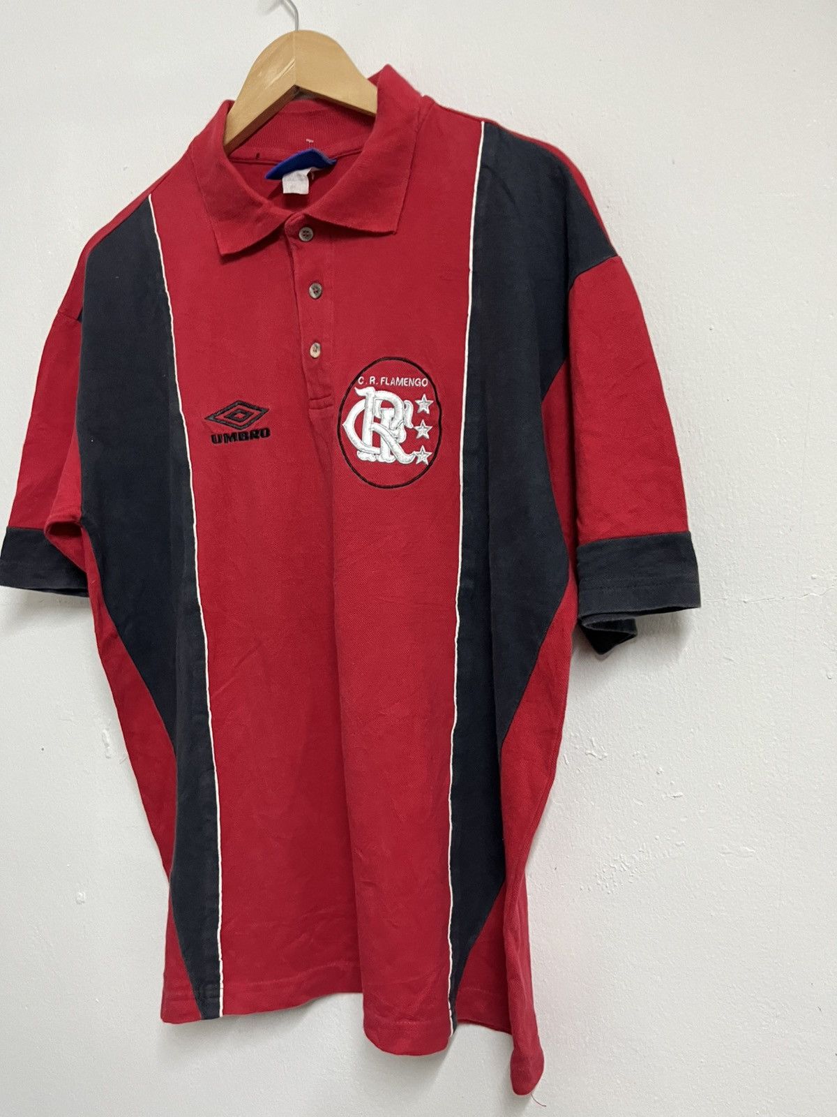 All Sport 💥Vintage 90s CR FLAMENGO Brazil Cotton Polo Size US L / EU 52-54 / 3 - 2 Thumbnail