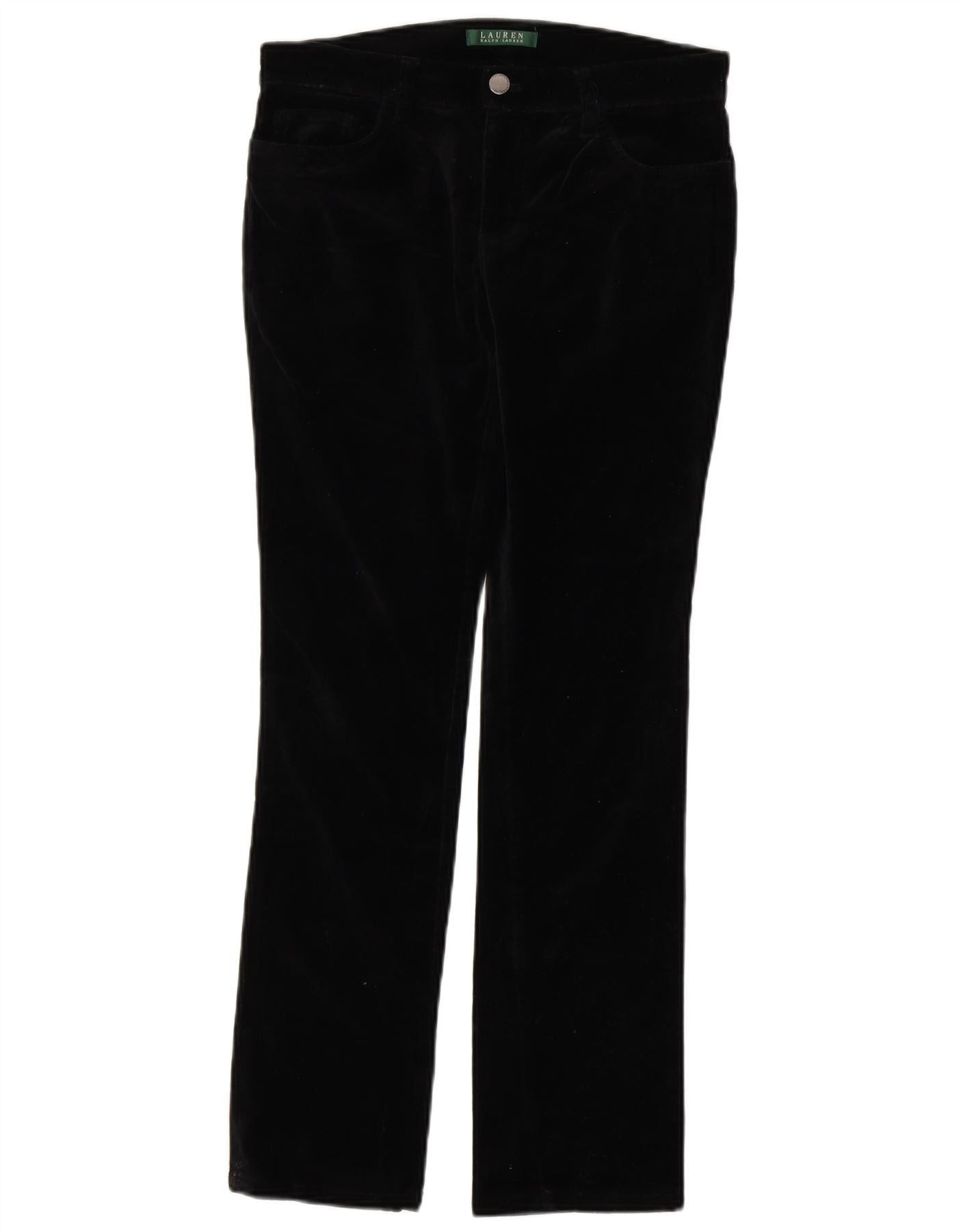 Ralph Lauren Womens Slim Corduroy Trousers US 2 XS W30 L30 Black Cotton Size 24" / US 00 / IT 34 - 1 Thumbnail