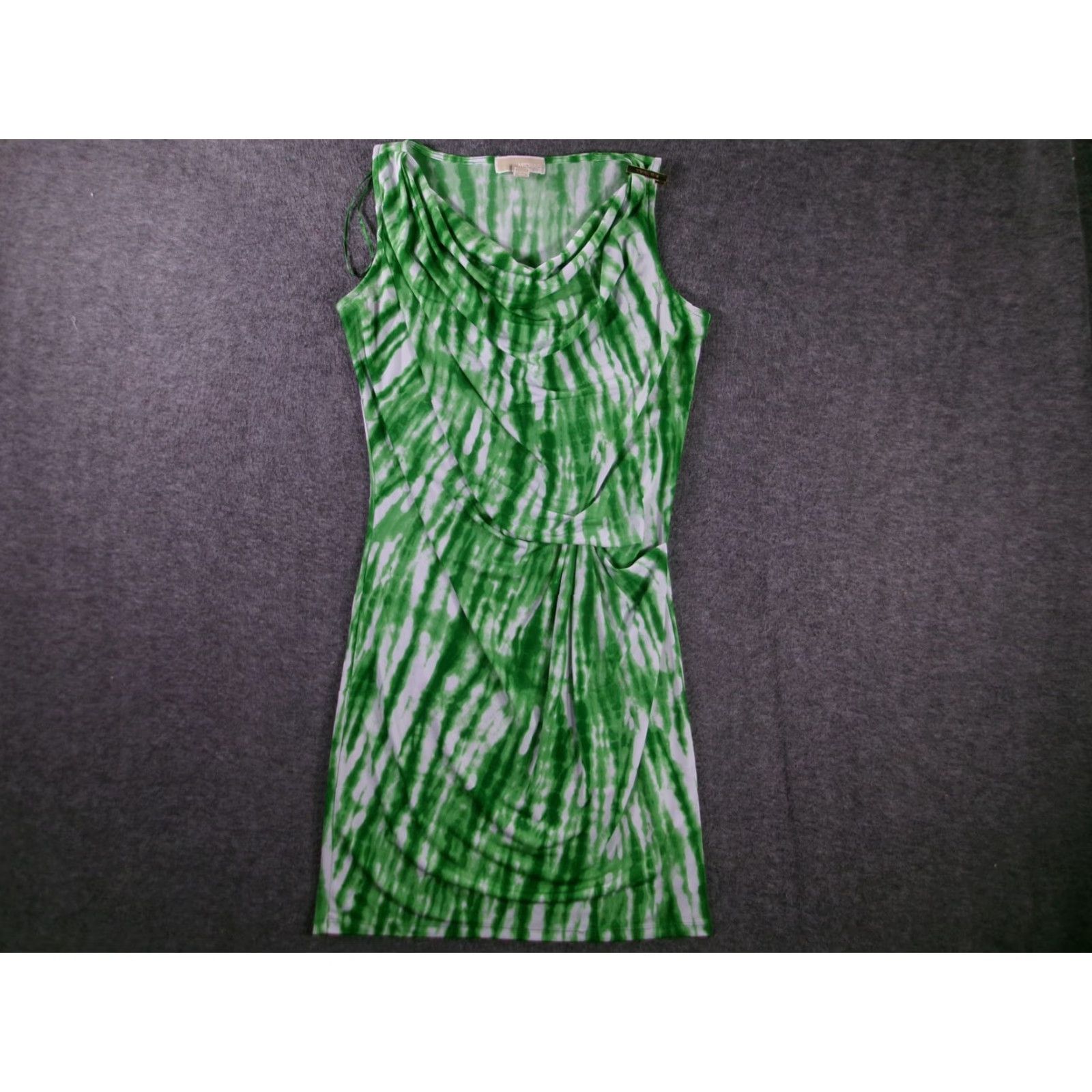 Michael Kors Michael Kors Dress Womens XS Green Tie Dye Sleeveless Cowl Neck Sheath Ruched Size XS / US 0-2 / IT 36-38 - 2 Thumbnail