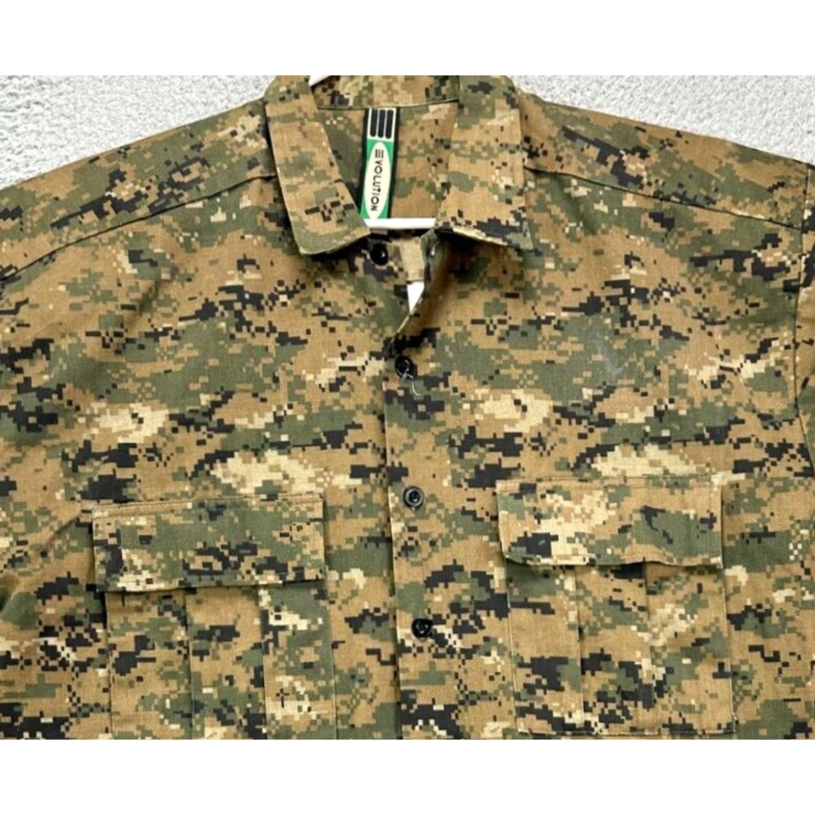 Vintage Evolution In Design Jacket Mens Large Brown Digital Camo Military Flap Pockets Size US L / EU 52-54 / 3 - 2 Thumbnail