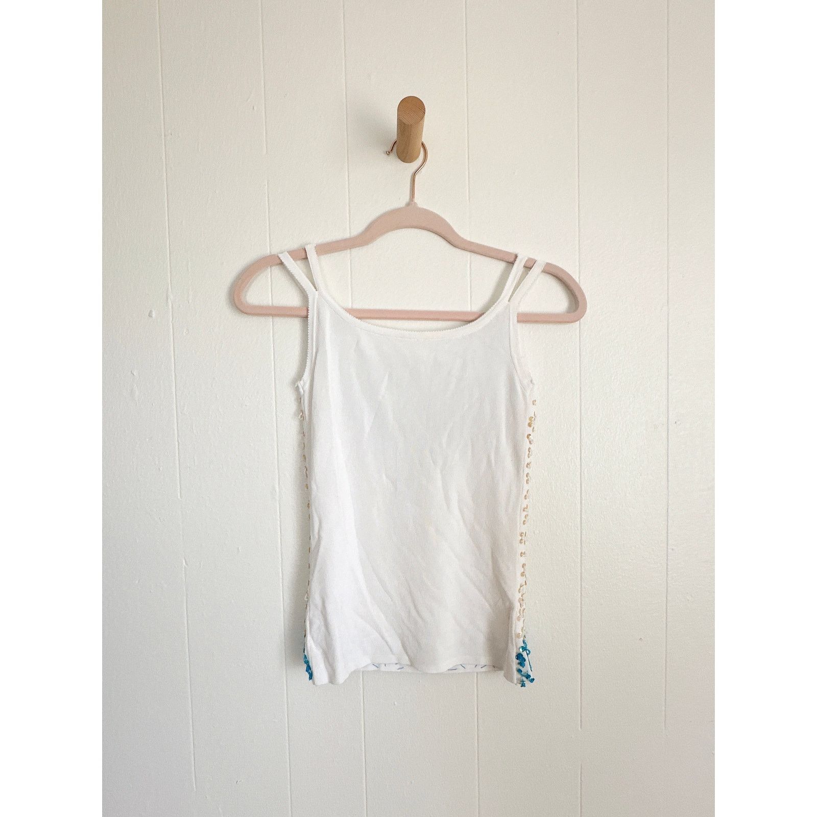 Handmade VTG 90s Artisanal Hand-Sewn Beaded Sequin Ribbed Top - S Size S / US 4 / IT 40 - 2 Thumbnail