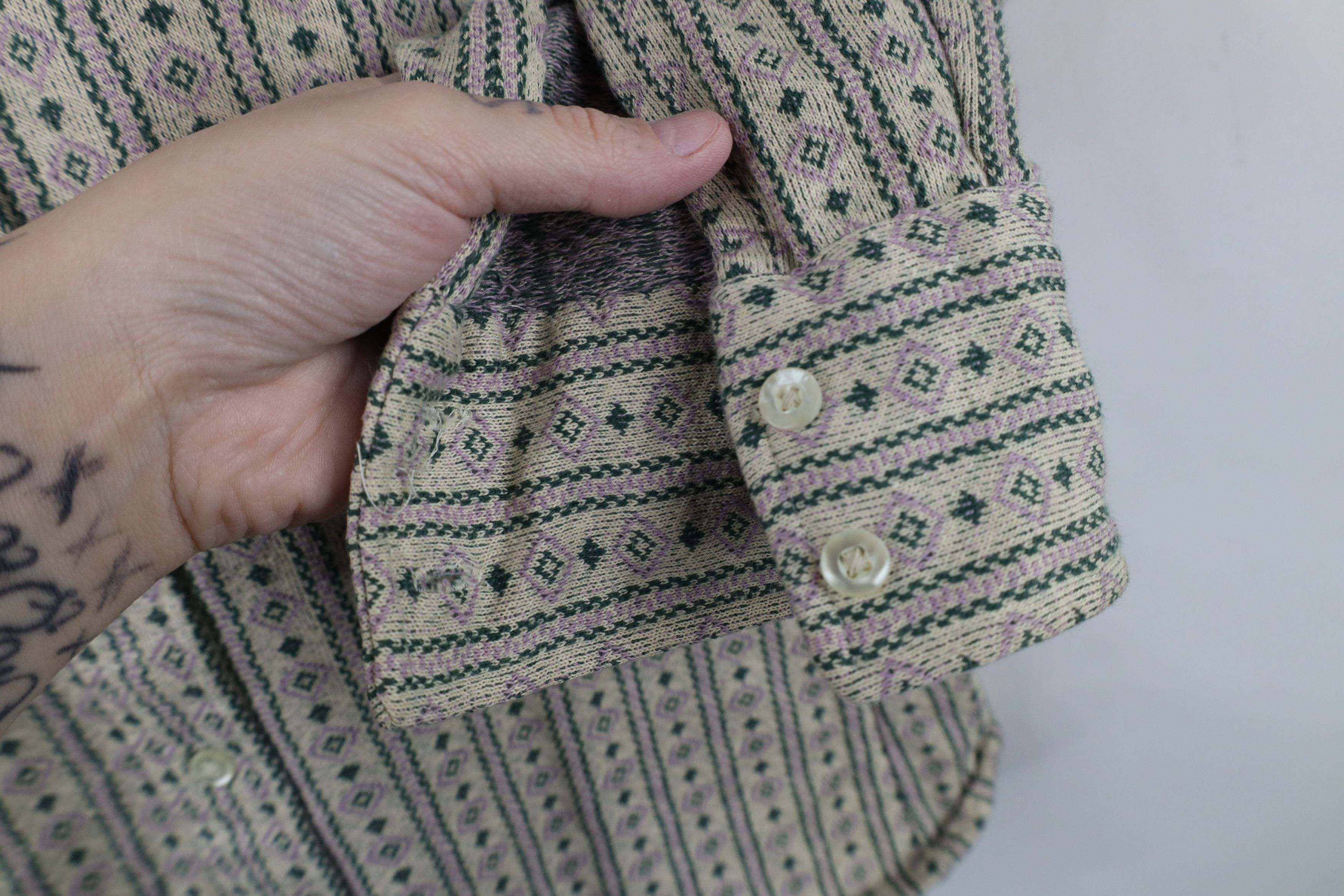 Vintage Vintage 60s 70s Streetwear Knit Collared Button Shirt Size US S / EU 44-46 / 1 - 6 Thumbnail