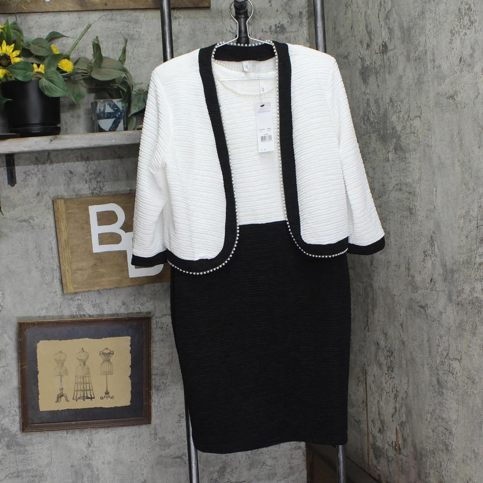 Other Nwt Ny Collection Knit Dress Set Ptxd2798 Black / White 14p Size XL / US 12-14 / IT 48-50 - 1 Thumbnail