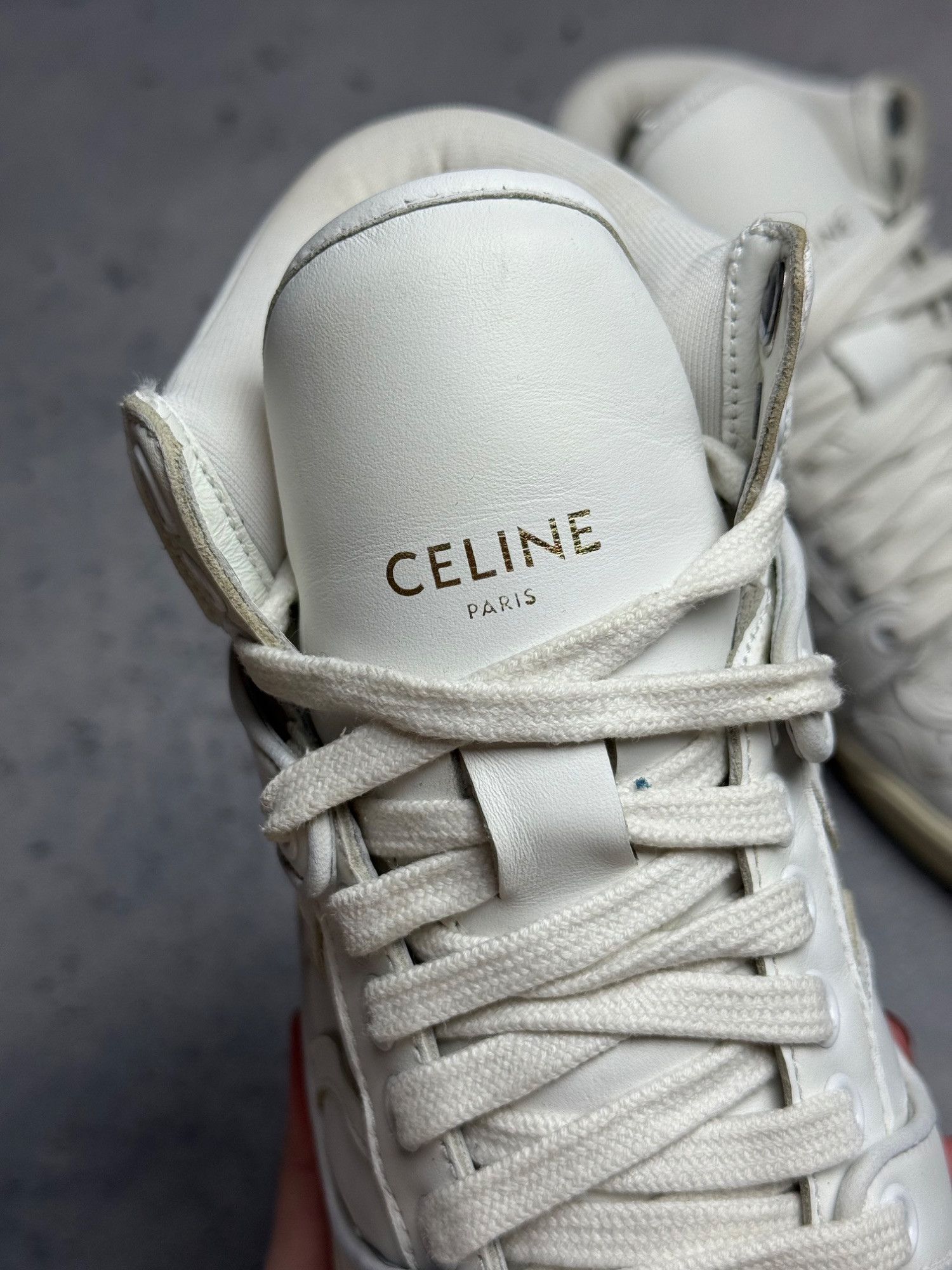 Celine Celine Break White Leather High-Top Sneakers Size 37 Luxury Size US 7 / IT 37 - 11 Thumbnail