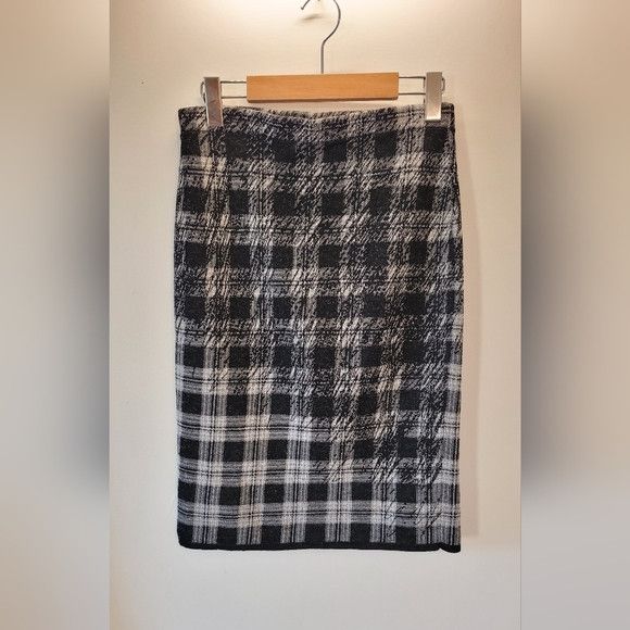 Sarah Pacini Sarah Pacini Gray Wool Blend Plaid High Rise Skirt - M Size 28" / US 6 / IT 42 - 4 Thumbnail