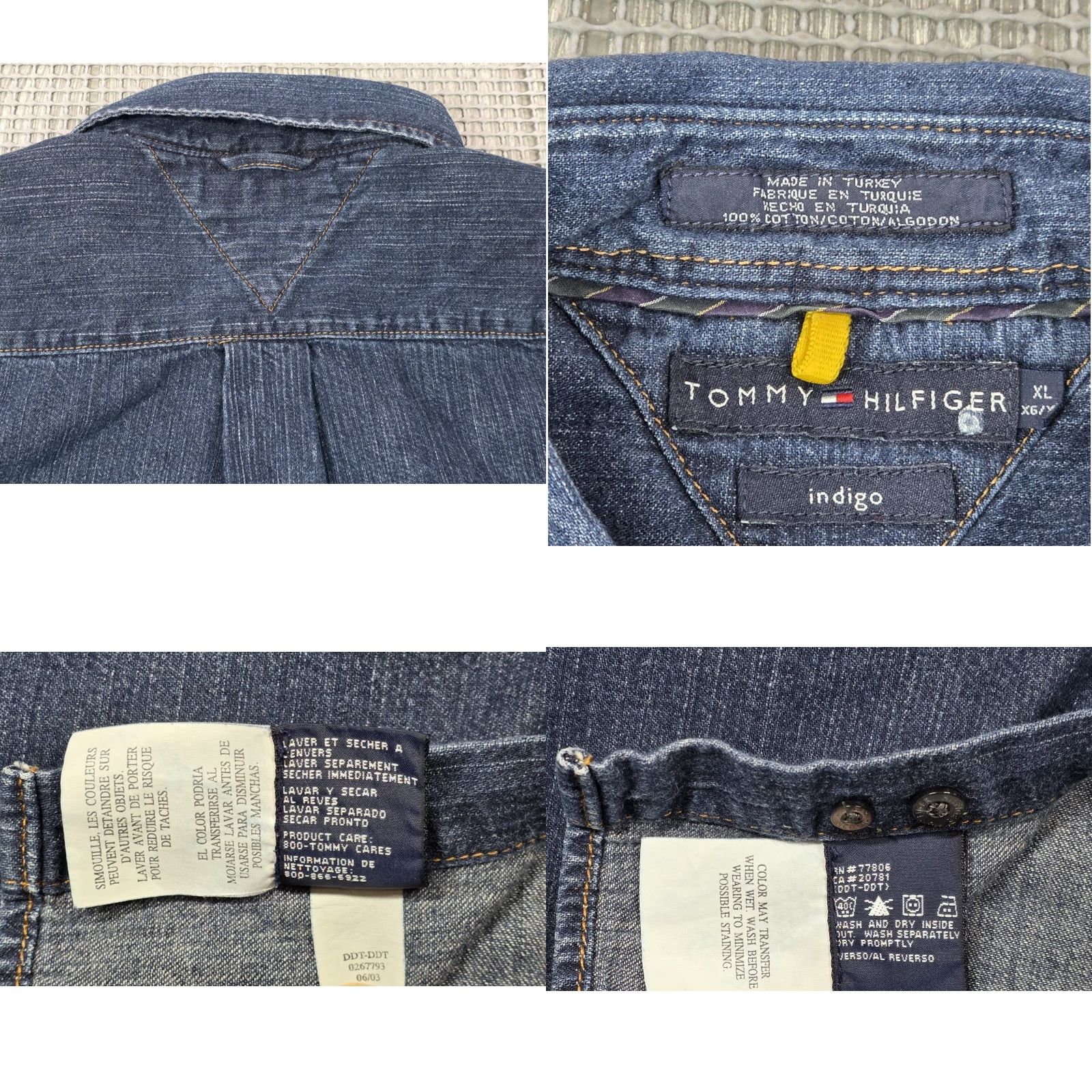 Tommy Hilfiger VINTAGE Tommy Hilfiger Denim Shirt XL Indigo Blue Pearl Snap Sleeve Button Western Size US XL / EU 56 / 4 - 9 Thumbnail