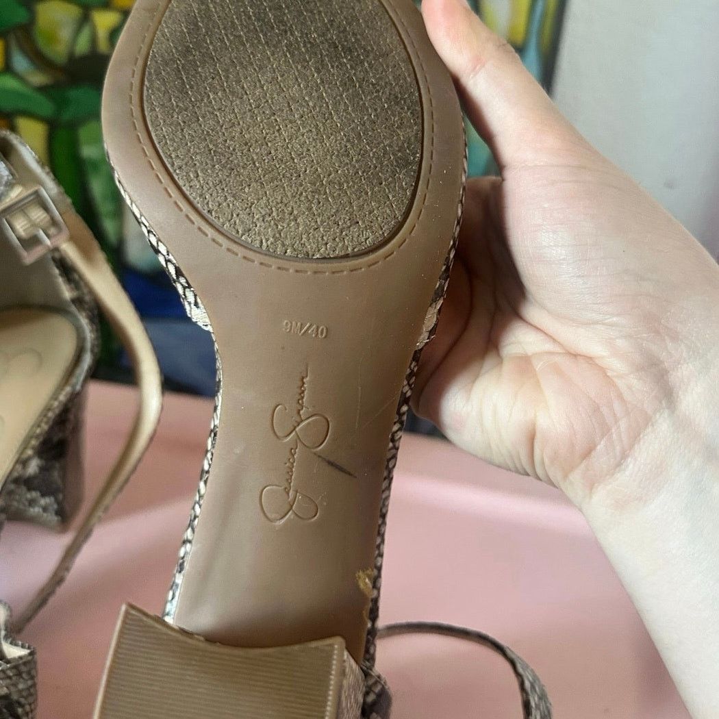 Jessica Simpson jessica simpson snake print chunky heels shoes sandals Size US 9 / IT 39 - 4 Thumbnail