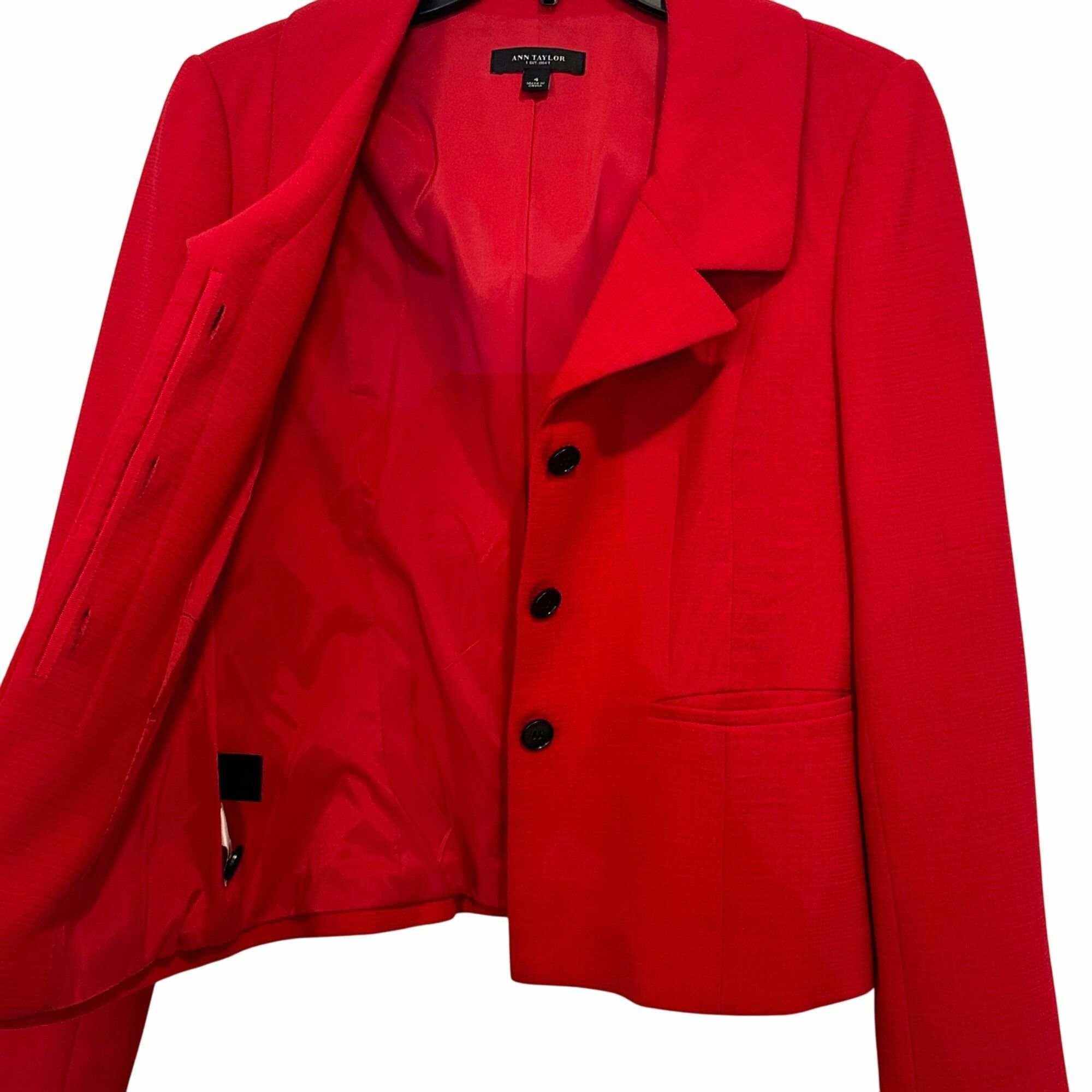 Ann Taylor ✨Ann Taylor Size 4/ Women's Red Elegant Long sleeve Blazer J Size S / US 4 / IT 40 - 4 Thumbnail