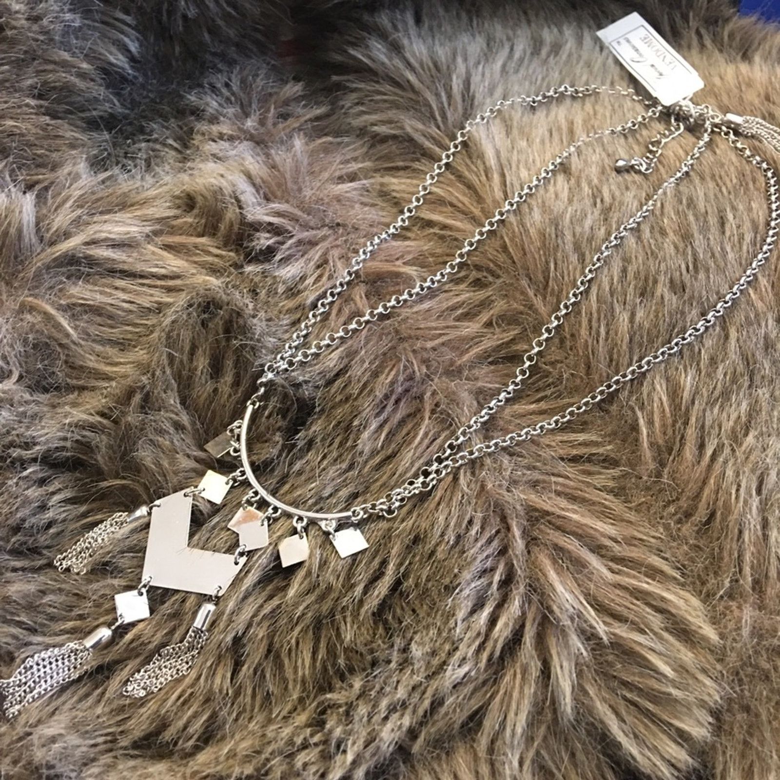 Jewelry Vendome silver tassel double chain necklace NWT Size ONE SIZE - 6 Thumbnail