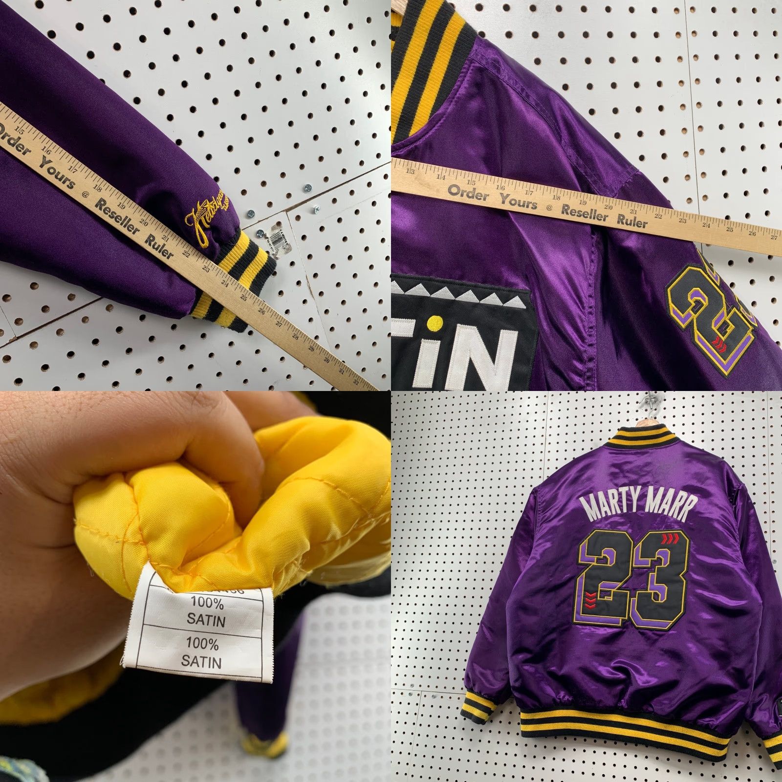 Vintage VINTAGE Headgear Classic Mens 2XL Martin Lawrence Satin Jacket Purple Bomber Jacket TV Sports Funny 90s Mens Size US XXL / EU 58 / 5 - 9 Thumbnail