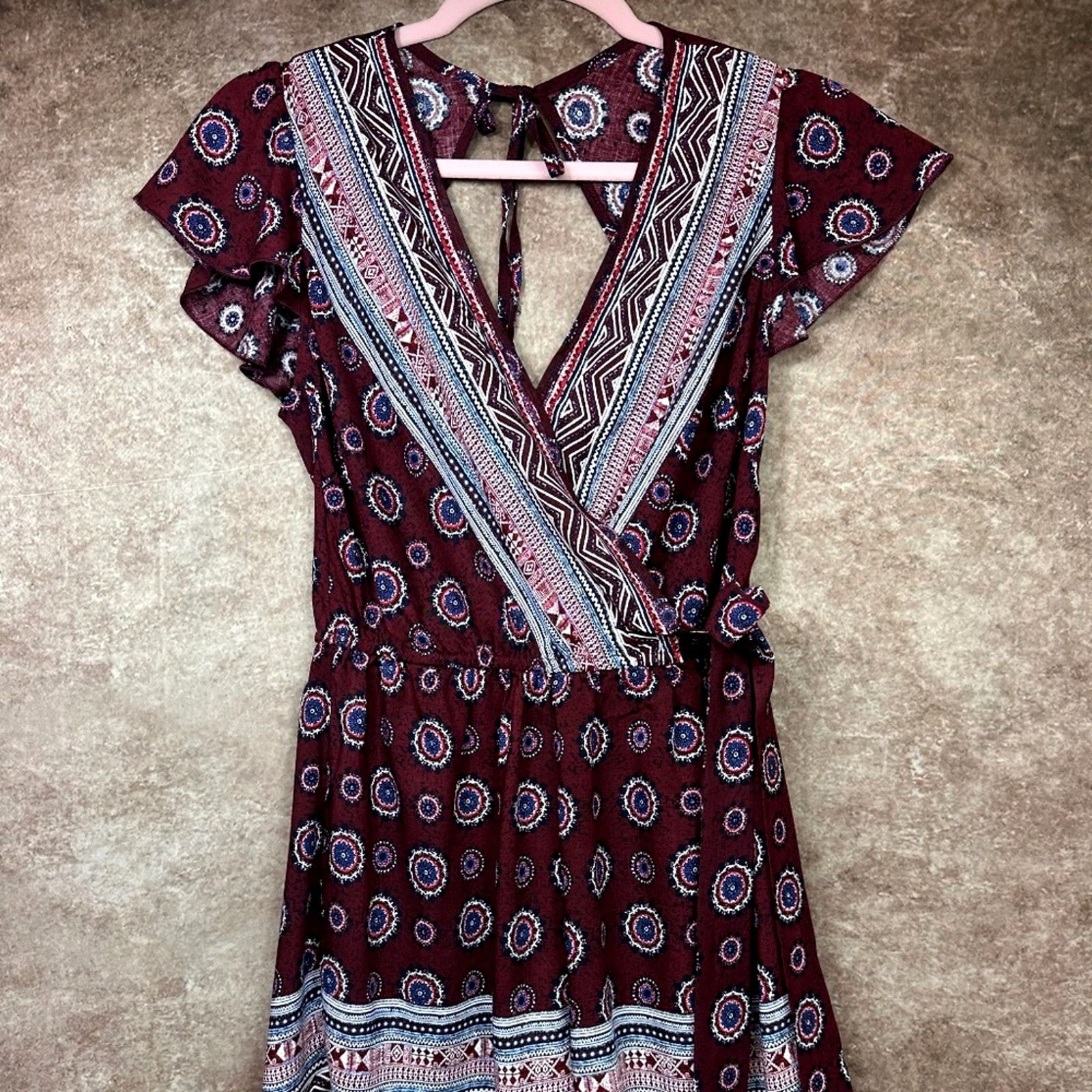 Other Band of Gypsies Paisley Romper - Burgundy - size S Size 28" / US 6 / IT 42 - 5 Thumbnail