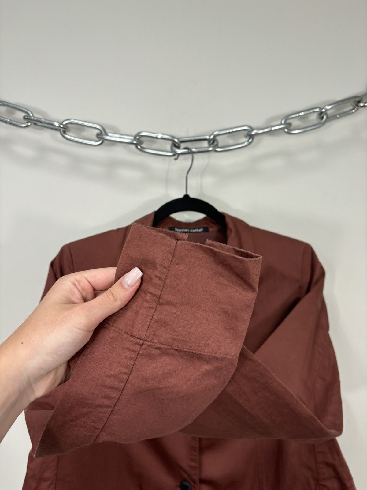 hannes roether Hannes Roether NEW Rust Cotton Linen Luxury Blazer Jacket Size M / US 6-8 / IT 42-44 - 12 Thumbnail