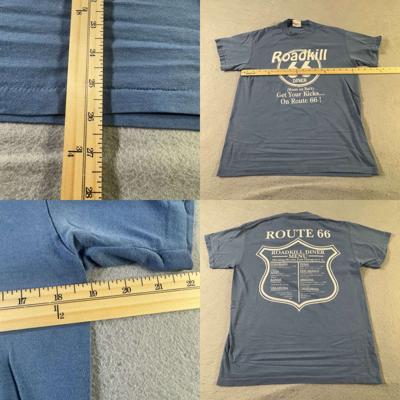 Vintage VINTAGE Route 66 Diner Shirt Mens Medium Blue Graphic Tee 90s Roadkill 66 Diner Tee USA 90s Mock Menu Travel Shirt Mens M Size US M / EU 48-50 / 2 - 8 Thumbnail